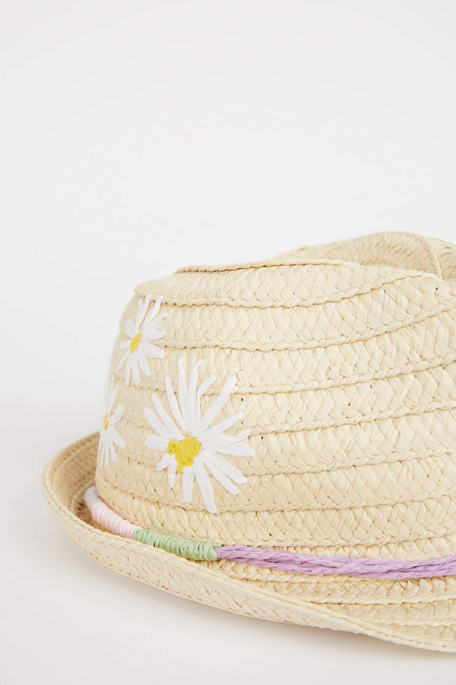 Chapeau de Paille Brodé pour Fille