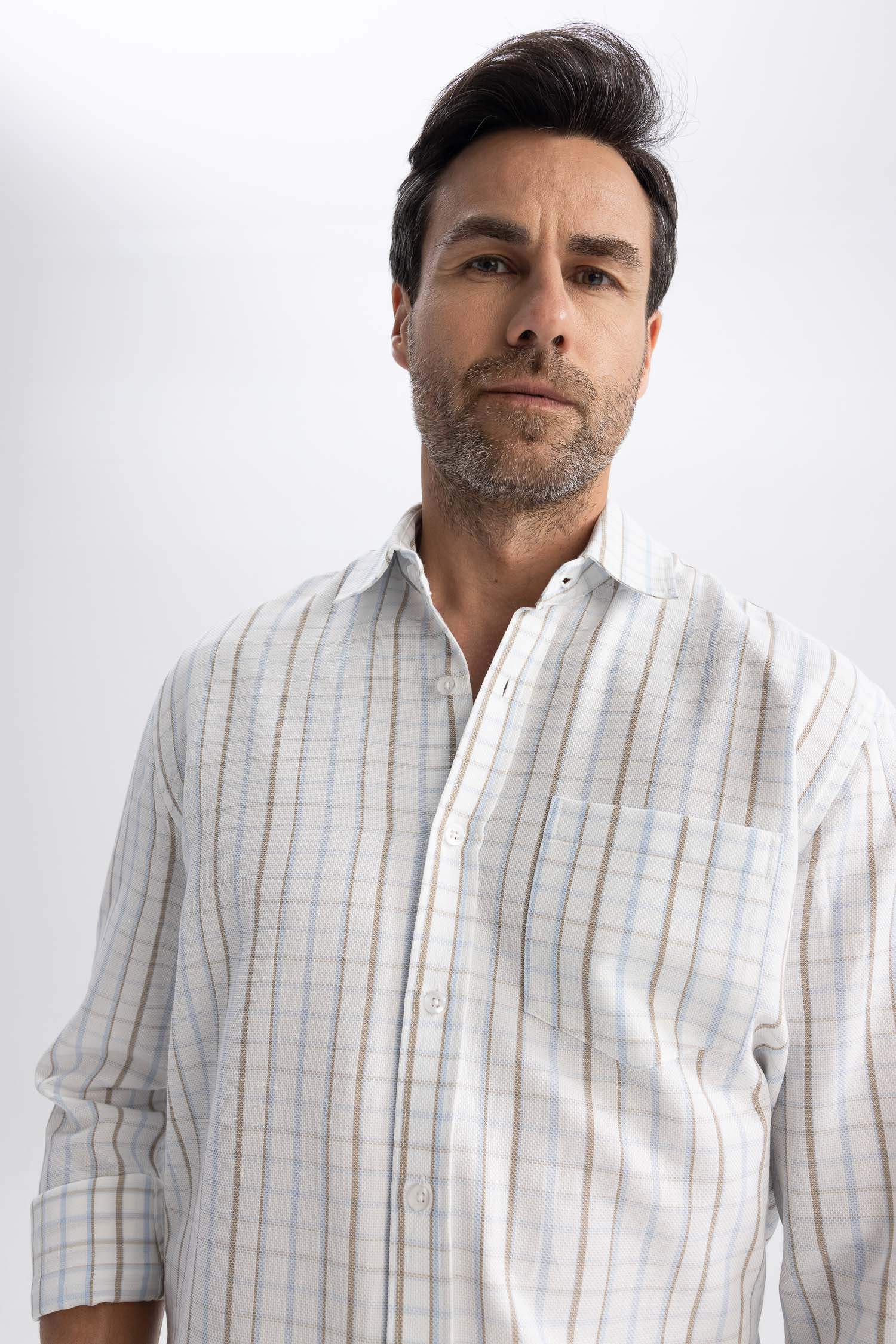 жейде мойыны чек торлы құрылым Ұзын жеңді көйлек