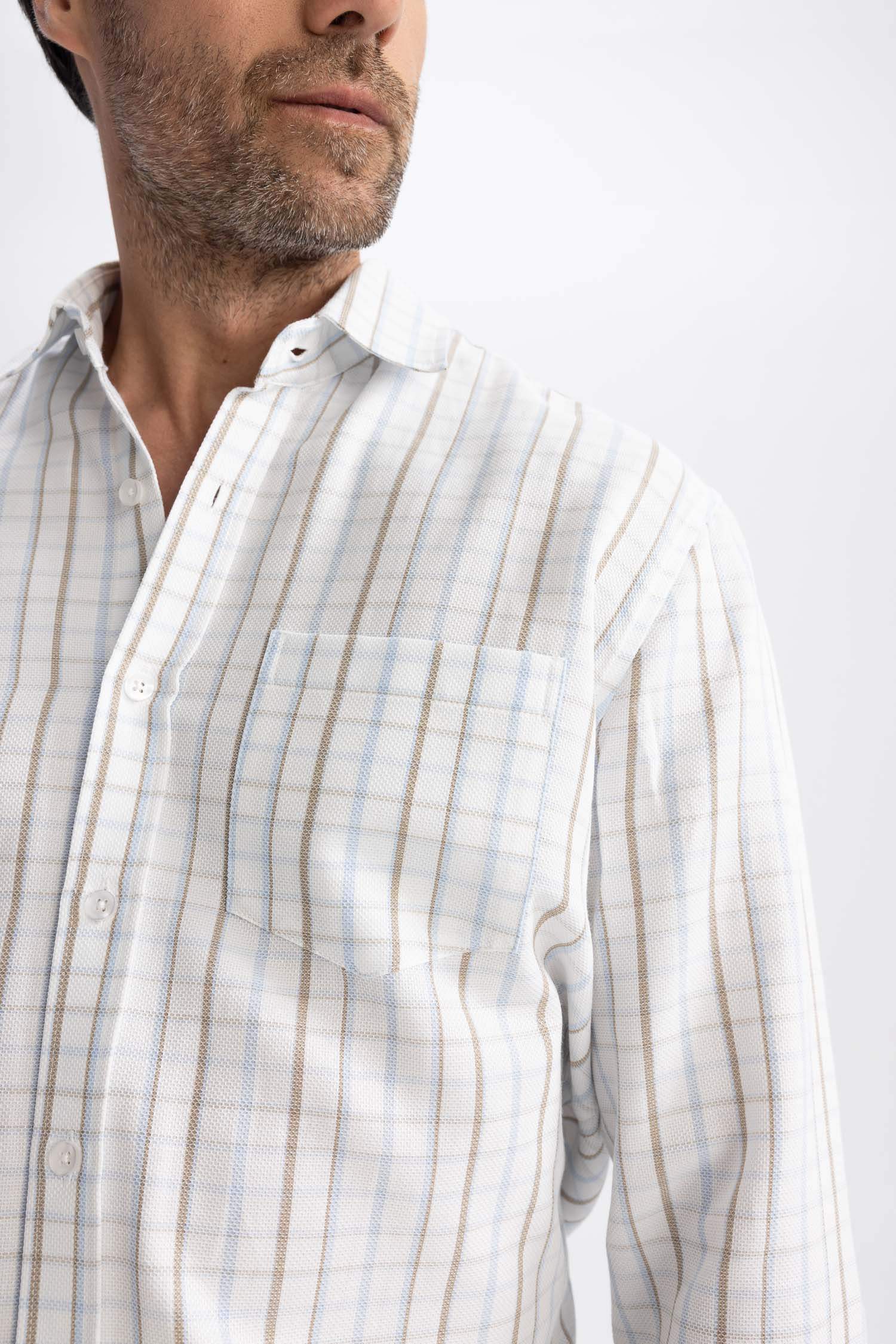 жейде мойыны чек торлы құрылым Ұзын жеңді көйлек