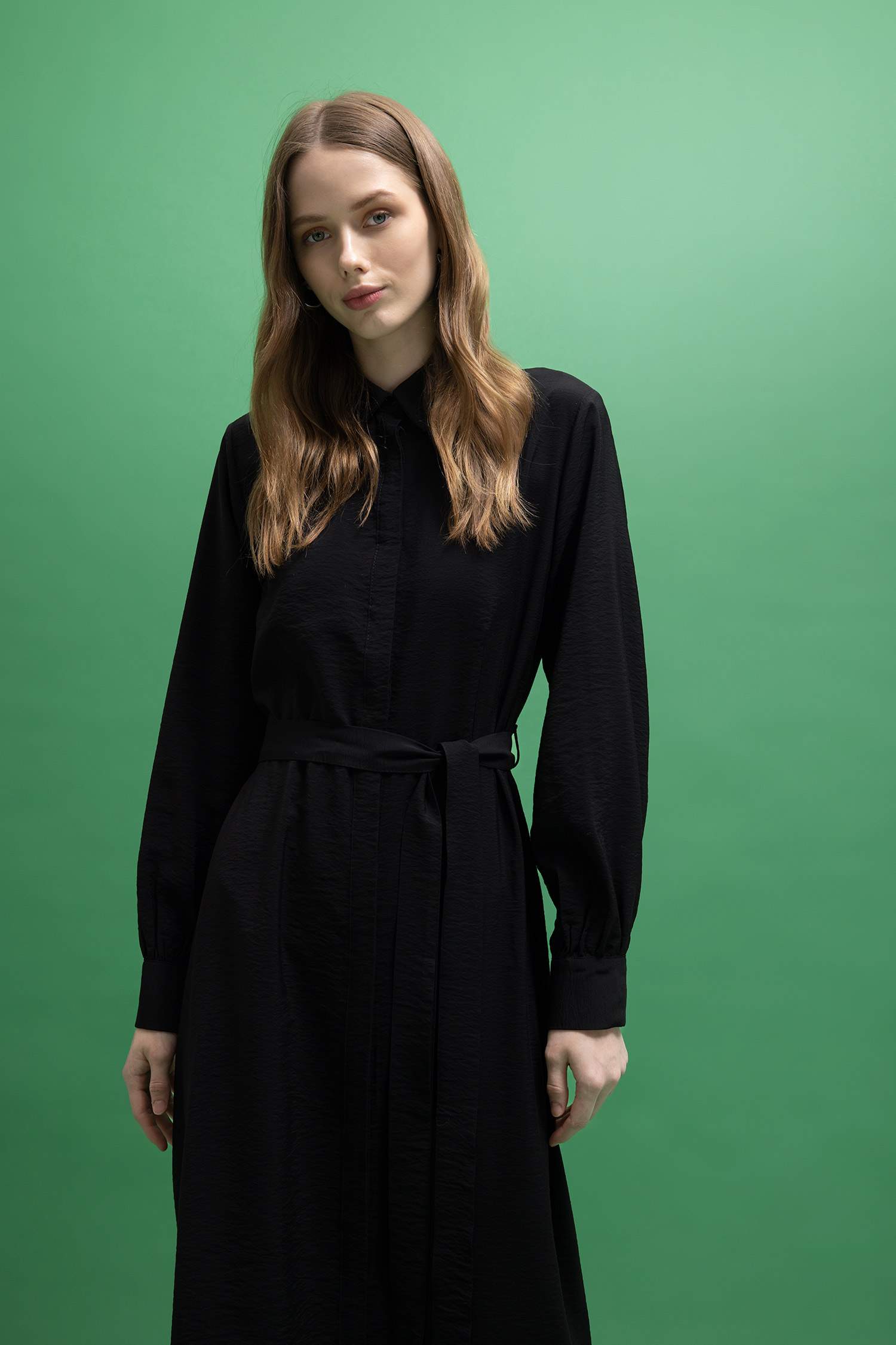 Shirt Collar Long Sleeve Dress