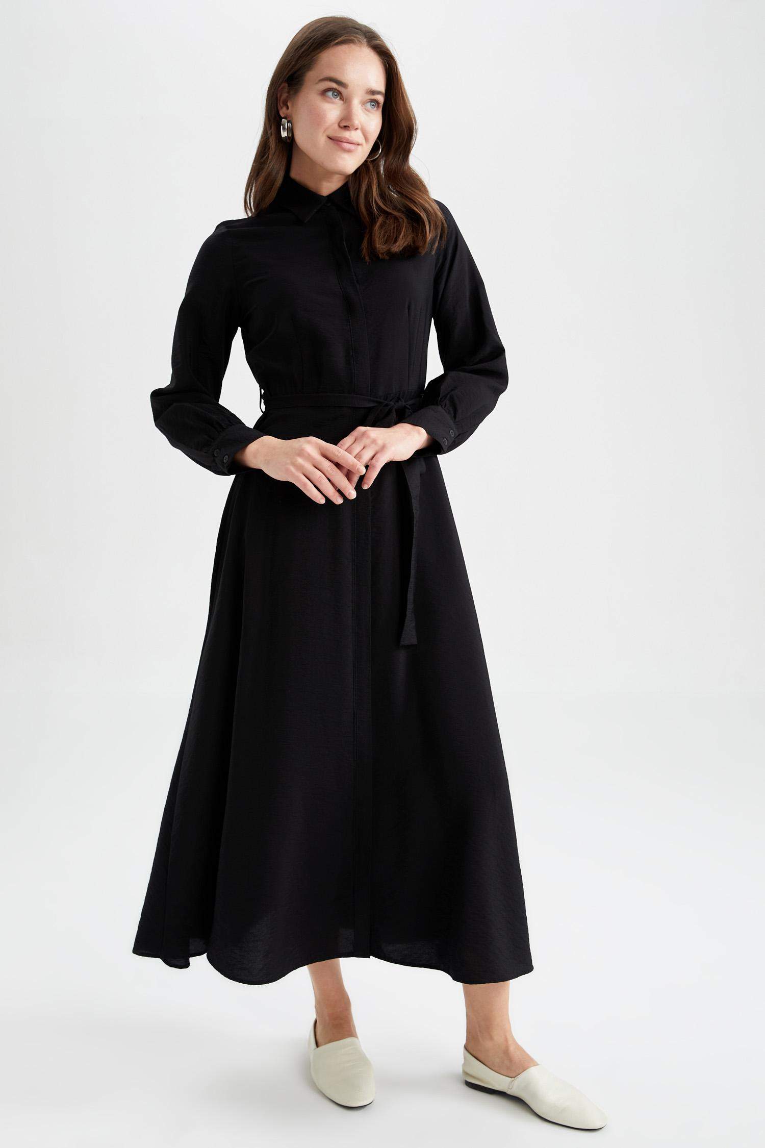 Shirt Collar Long Sleeve Dress