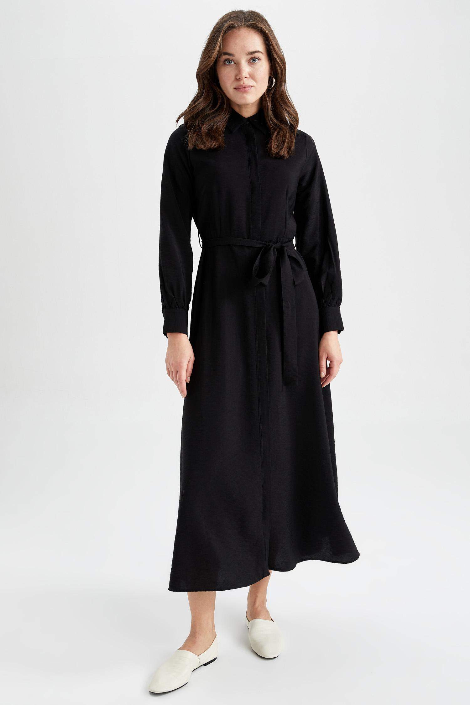 Shirt Collar Long Sleeve Dress