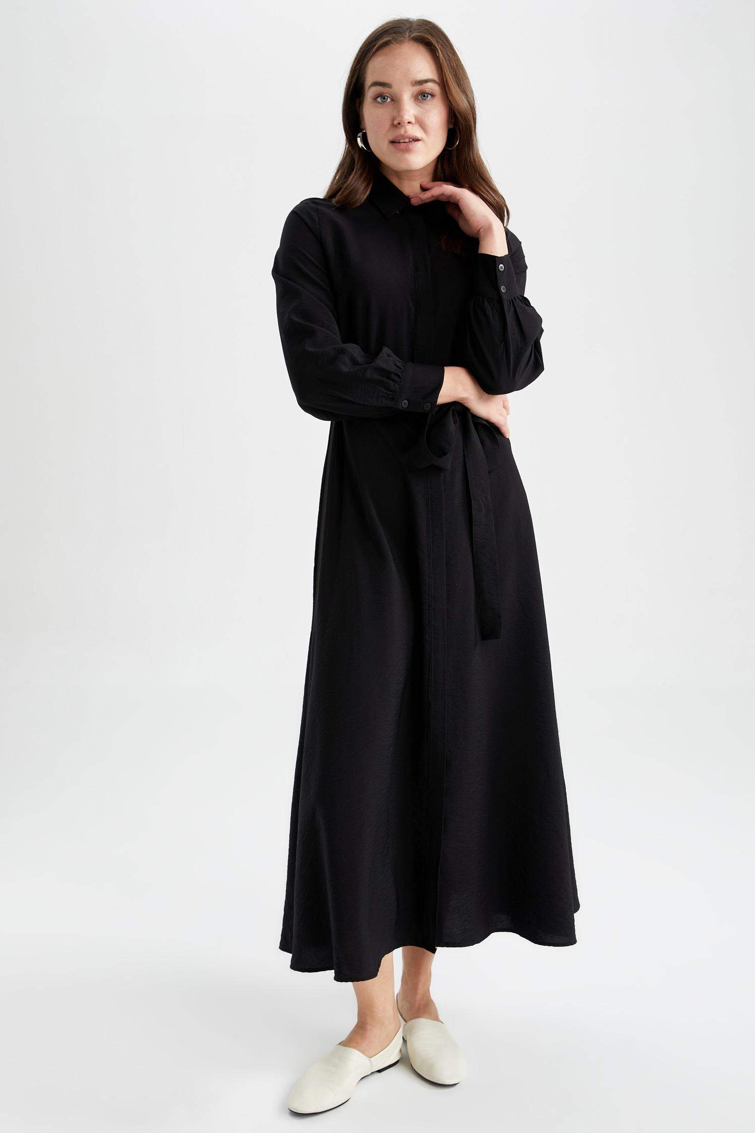 Shirt Collar Long Sleeve Dress