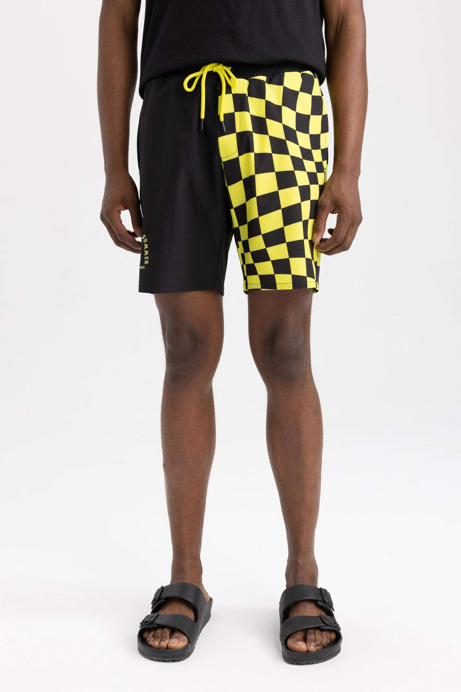 Green MAN Defacto Fit Stretchy Textured Knee Length Swimming Shorts