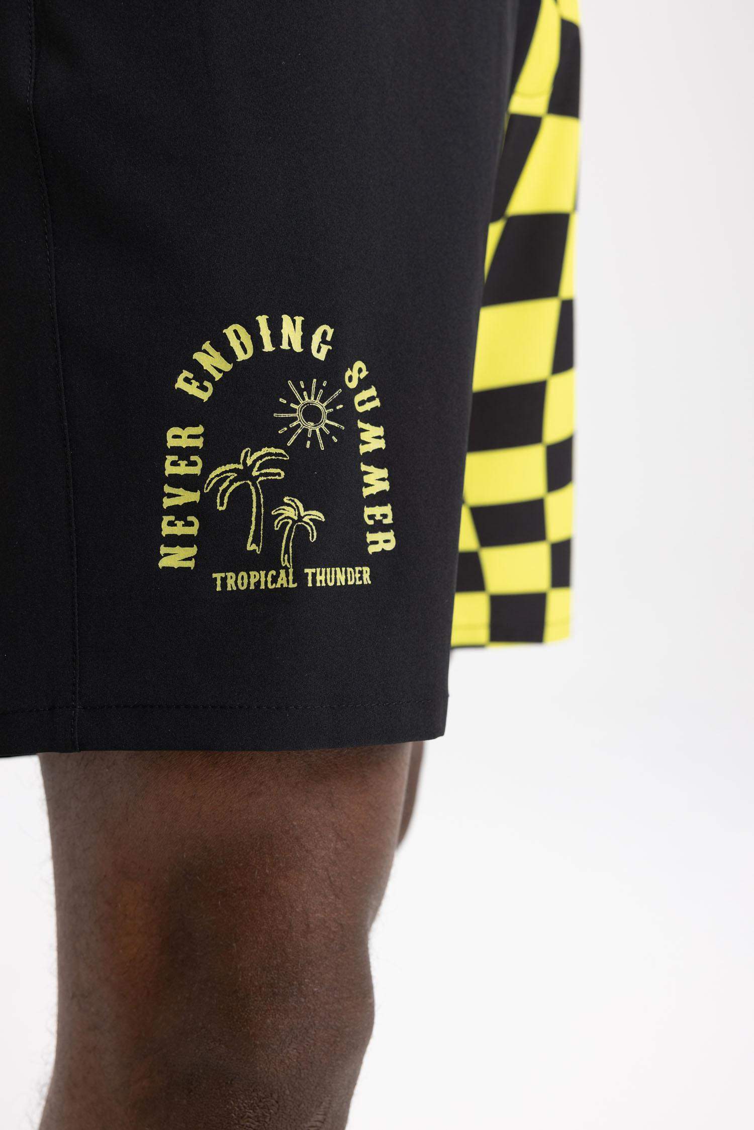 Stretchy Textured Knee Length Swimming Shorts