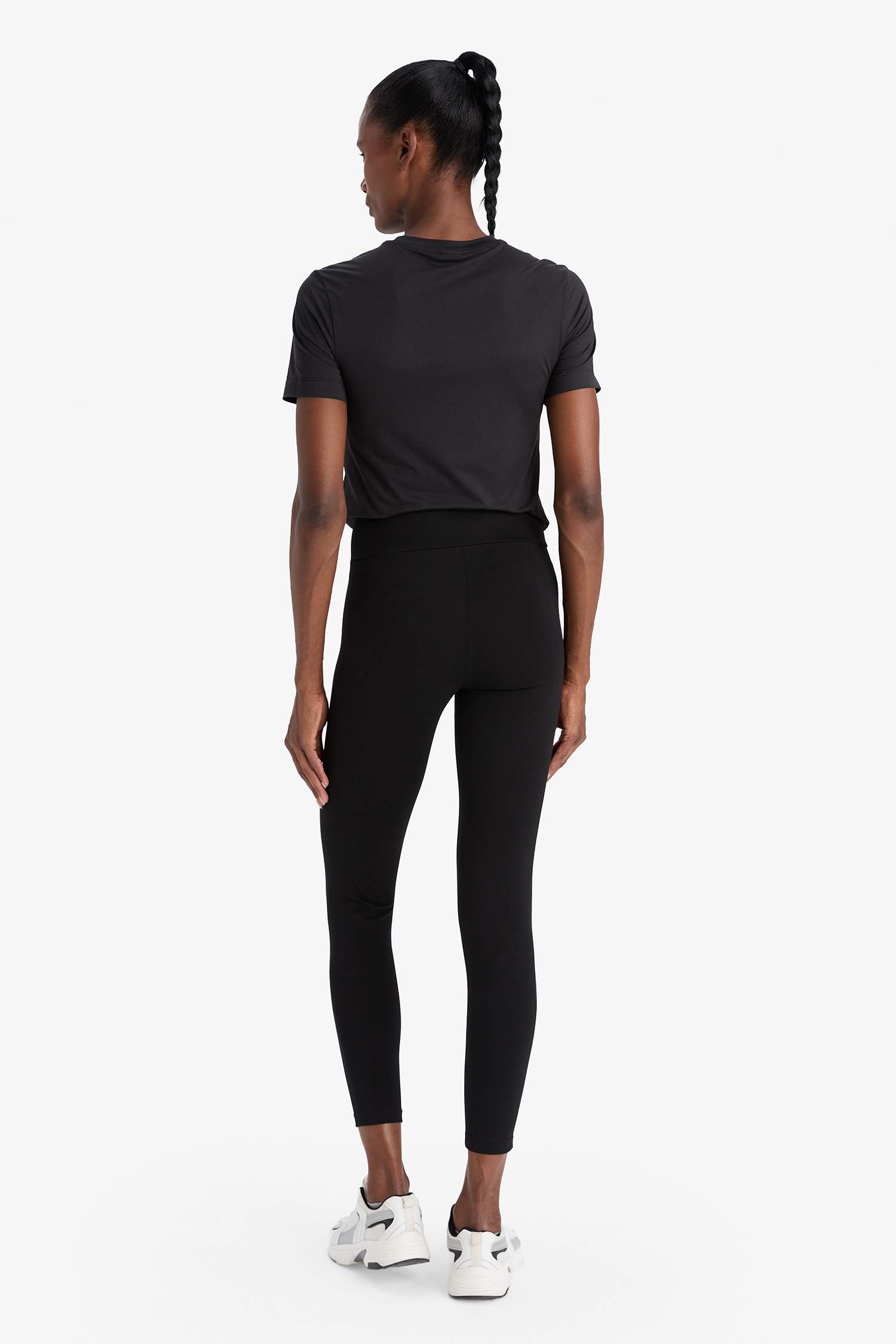 DeFactoFit Yüksek Bel Beli Saran Pamuklu Basic Düz Sporcu Tayt