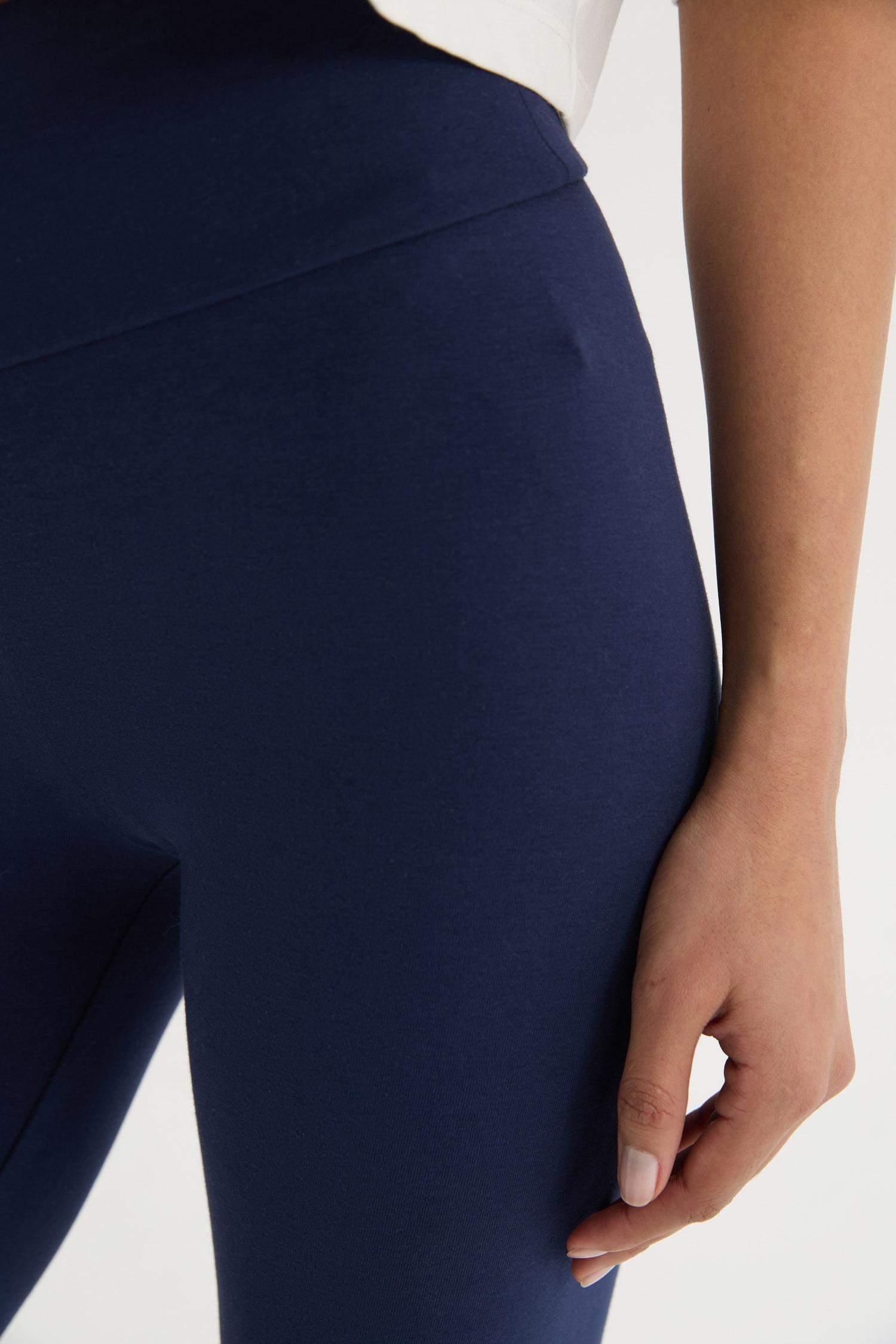 Yüksek Bel Beli Saran Pamuklu Basic Düz Sporcu Tayt