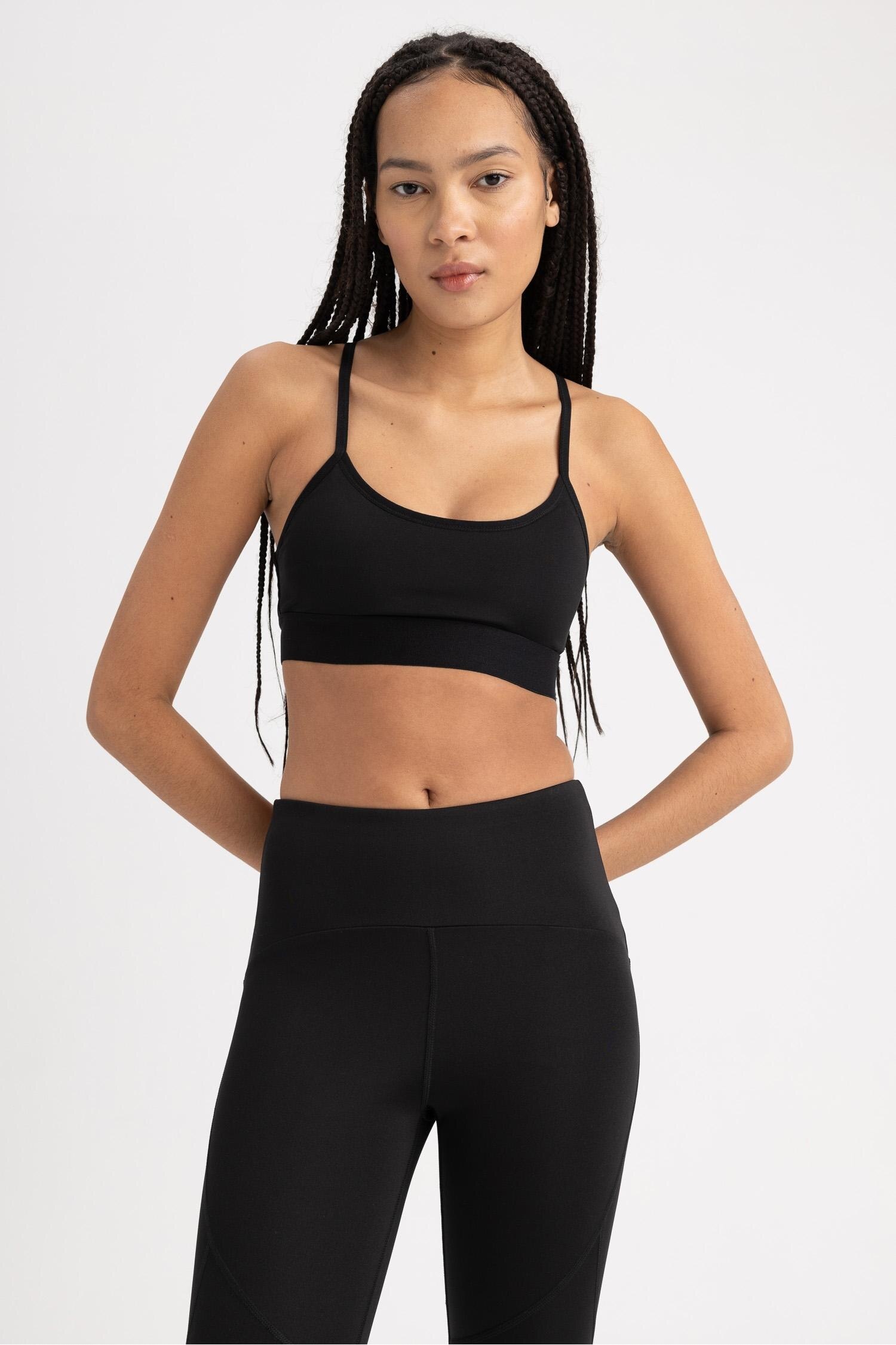 Black WOMEN Defacto Fit Crew Neck Sports Bra 2761801 | DeFacto