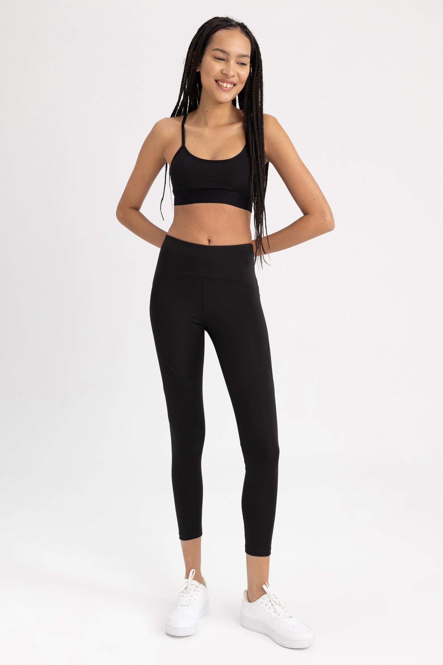 Black WOMEN Defacto Fit Crew Neck Sports Bra 2761801 DeFacto