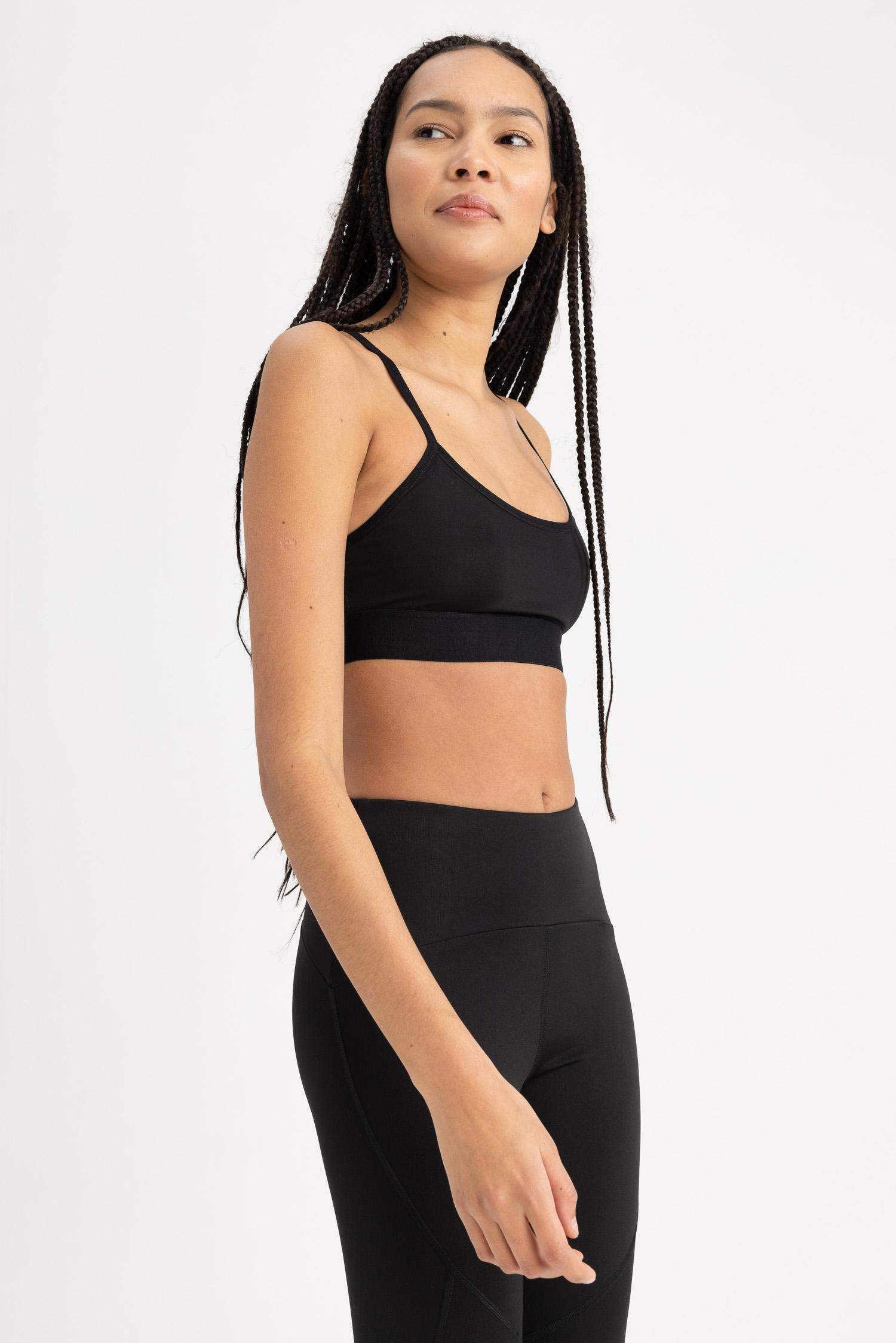 Black WOMEN Defacto Fit Crew Neck Sports Bra 2761801 DeFacto