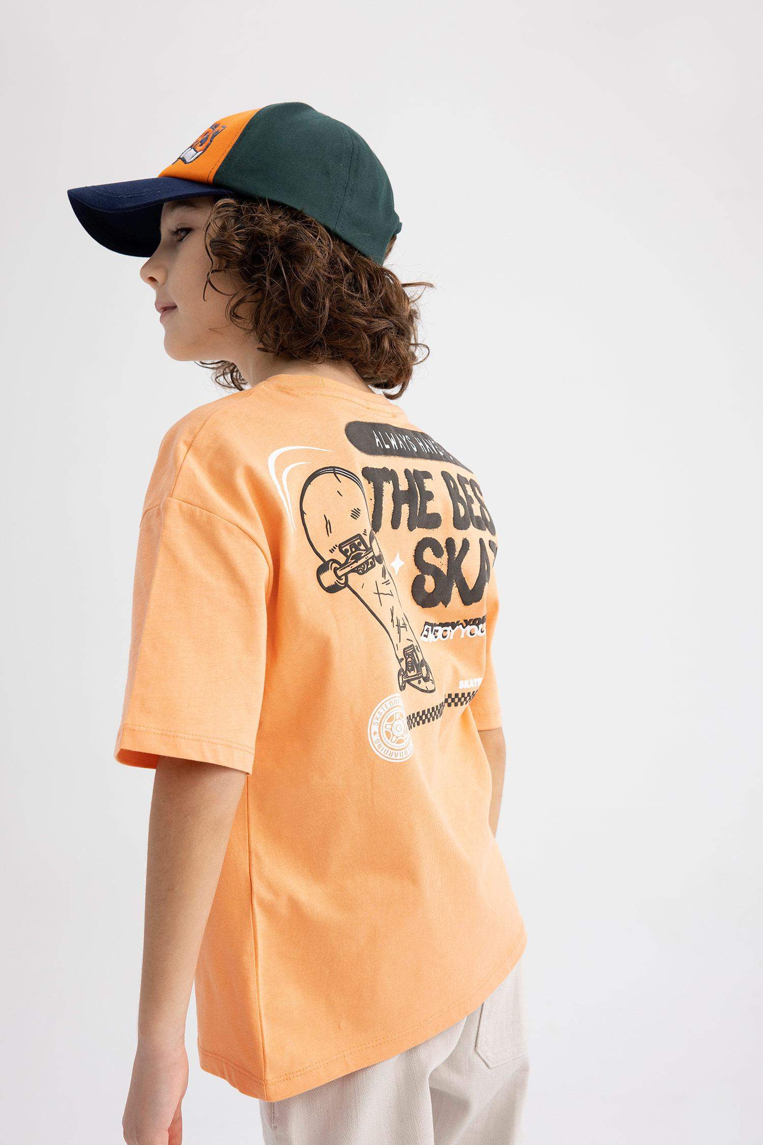 Boy Oversize Fit Crew Neck Printed Short Sleeve T-Shirt