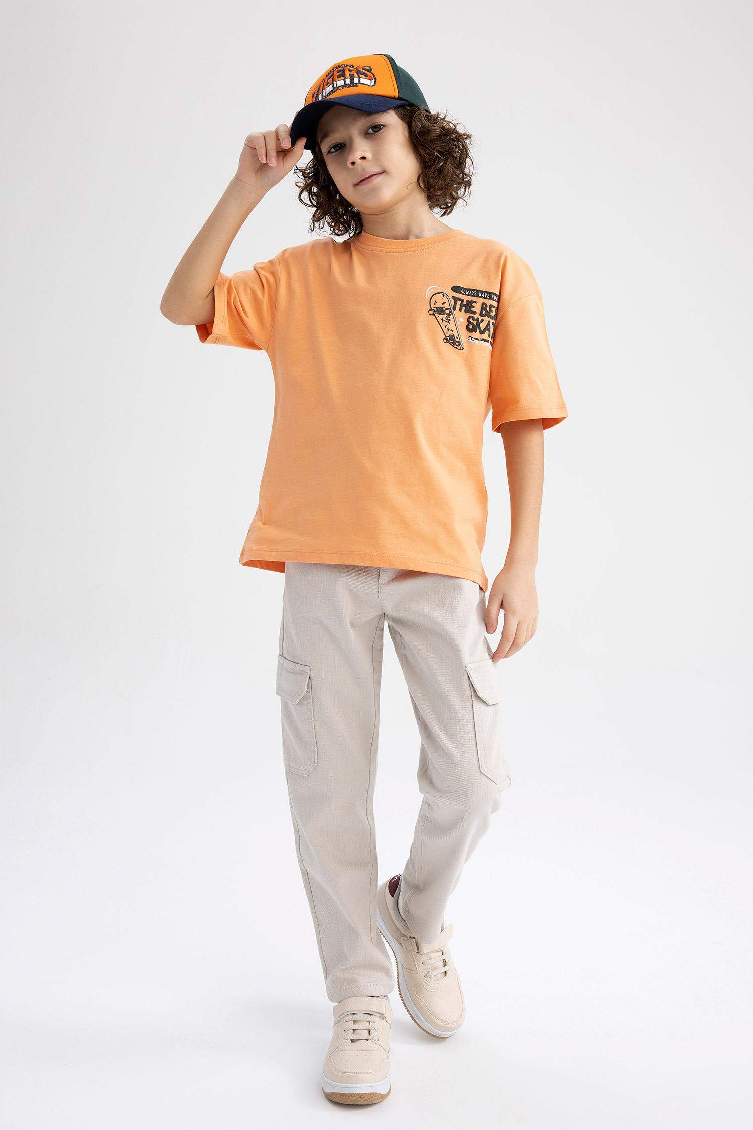 Boy Oversize Fit Crew Neck Printed Short Sleeve T-Shirt