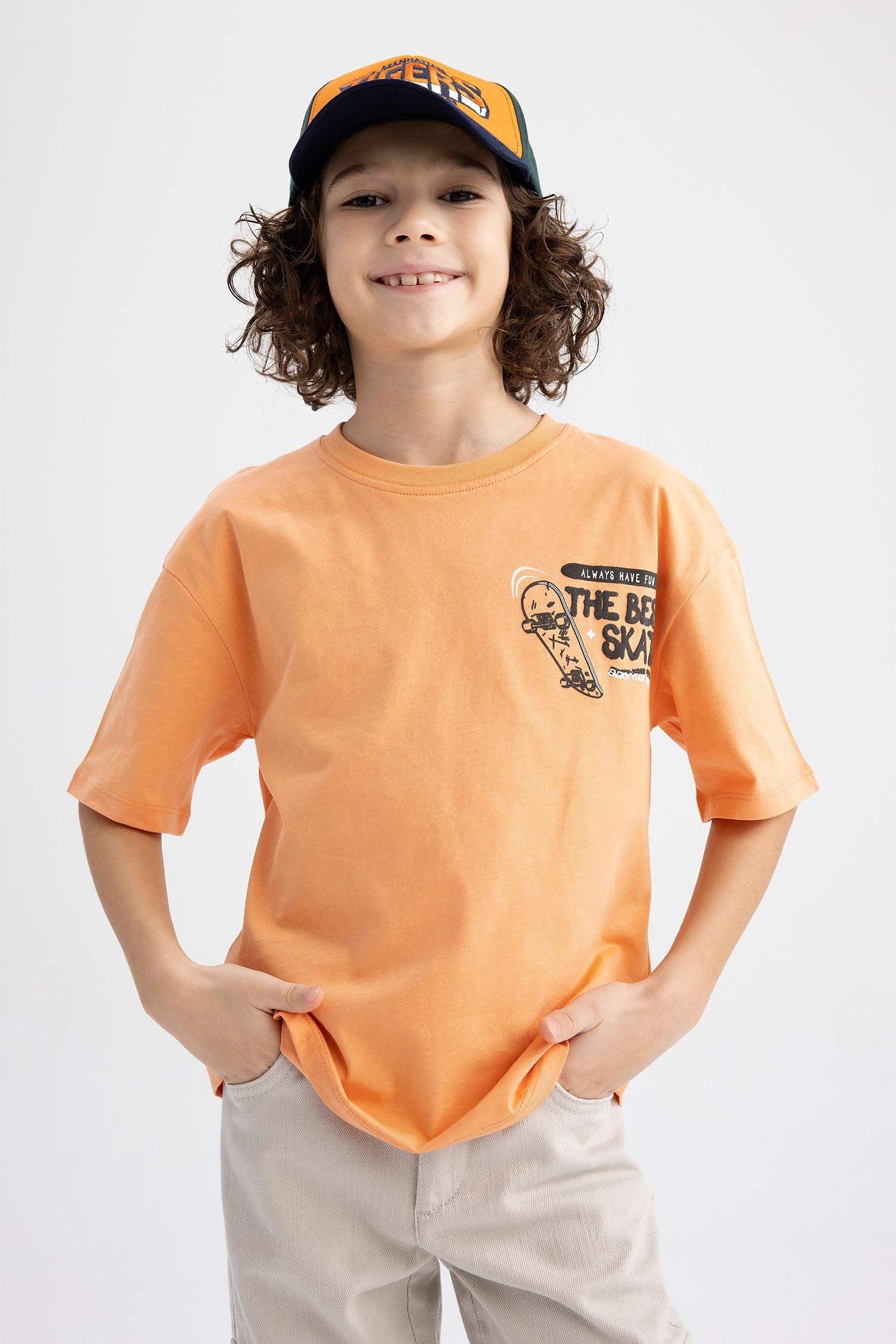Boy Oversize Fit Crew Neck Printed Short Sleeve T-Shirt