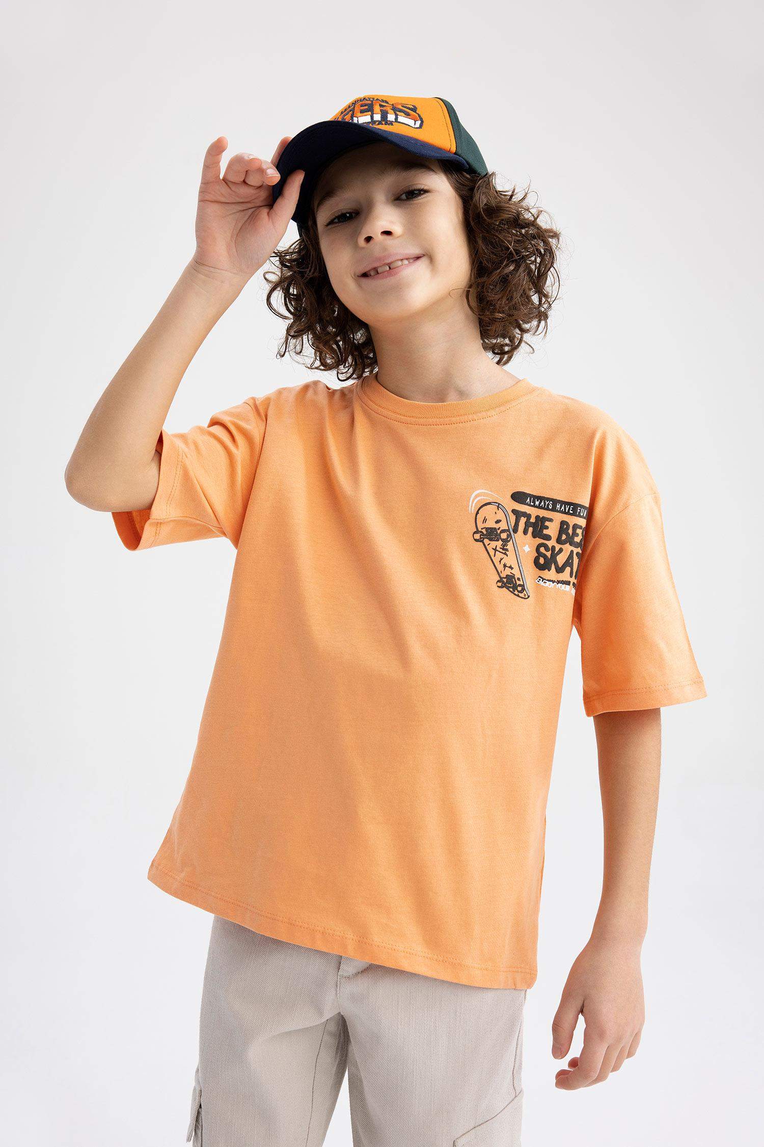 Boy Oversize Fit Crew Neck Printed Short Sleeve T-Shirt