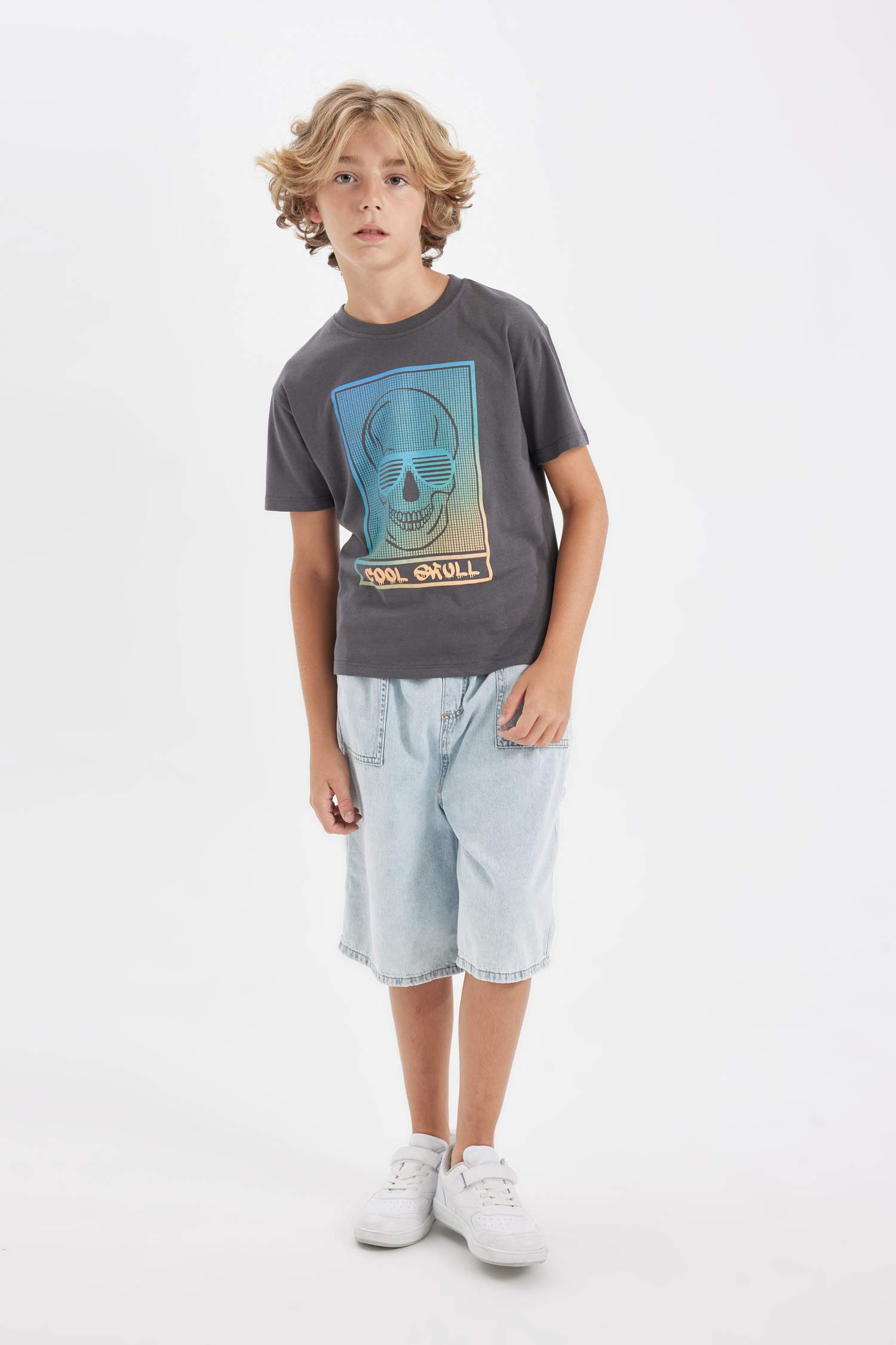 Boy Crew Neck Gradient Printed Short Sleeve T-Shirt