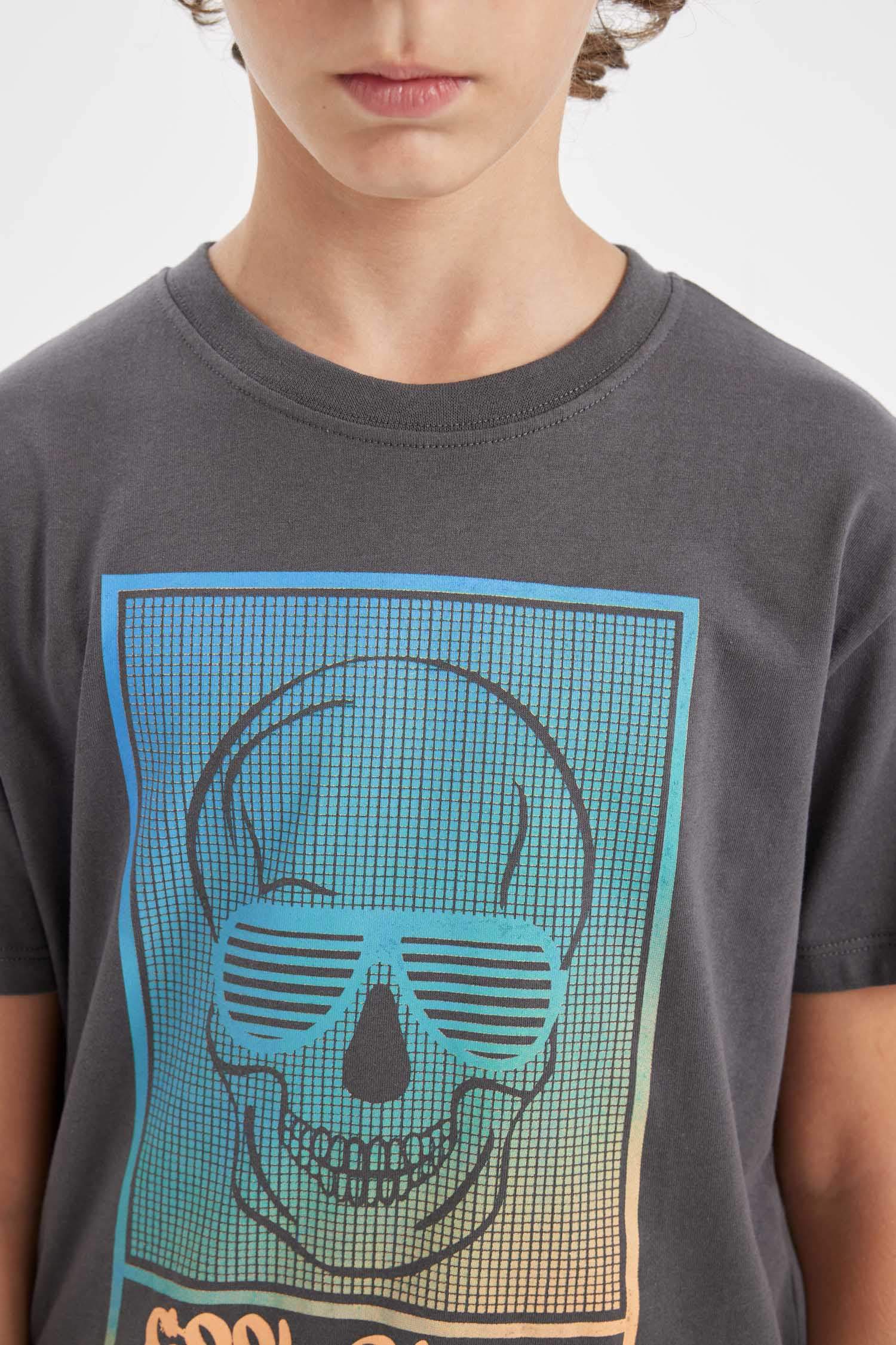 Boy Crew Neck Gradient Printed Short Sleeve T-Shirt