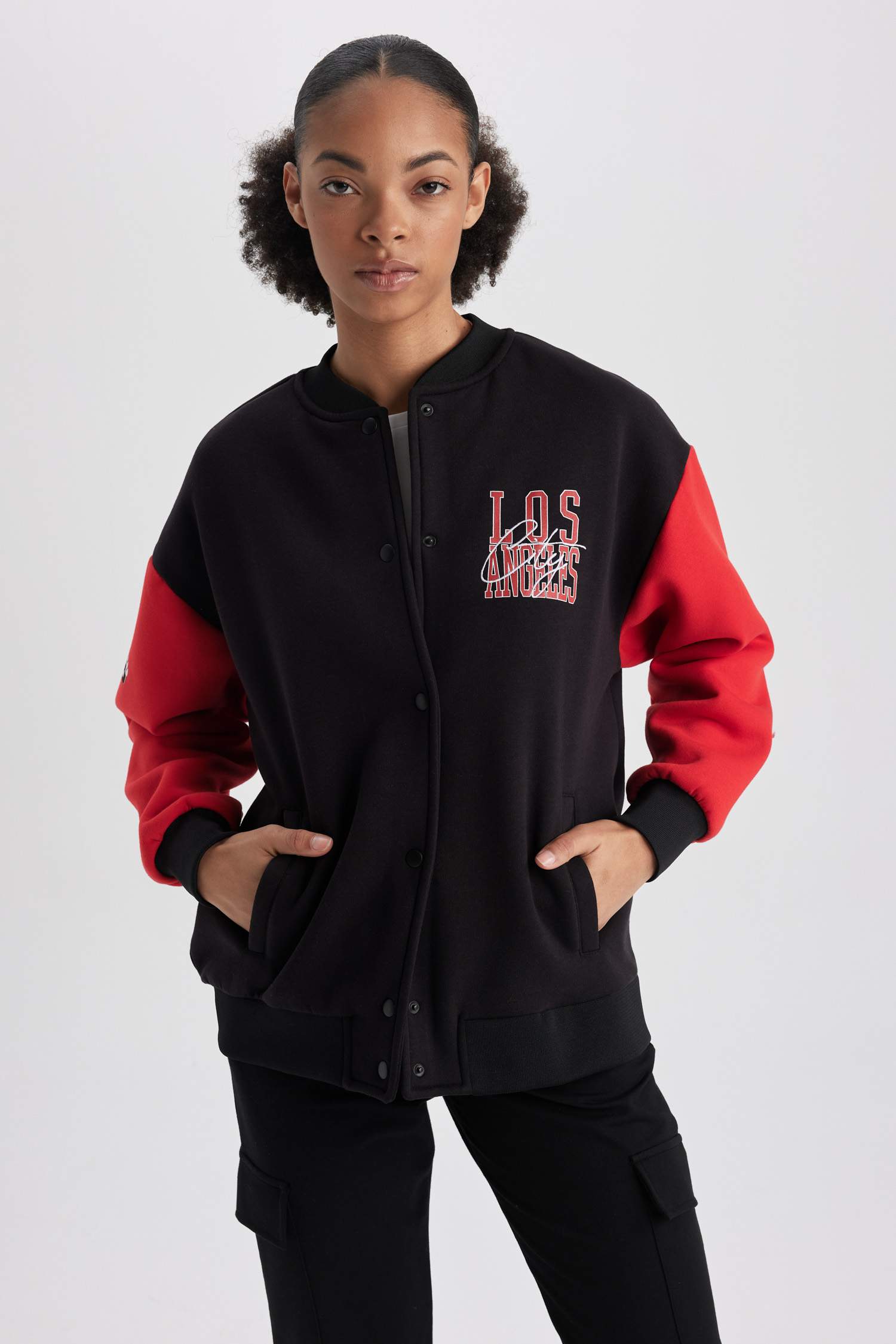 كارديجان مطبوع قماش سميك واسع بجيب