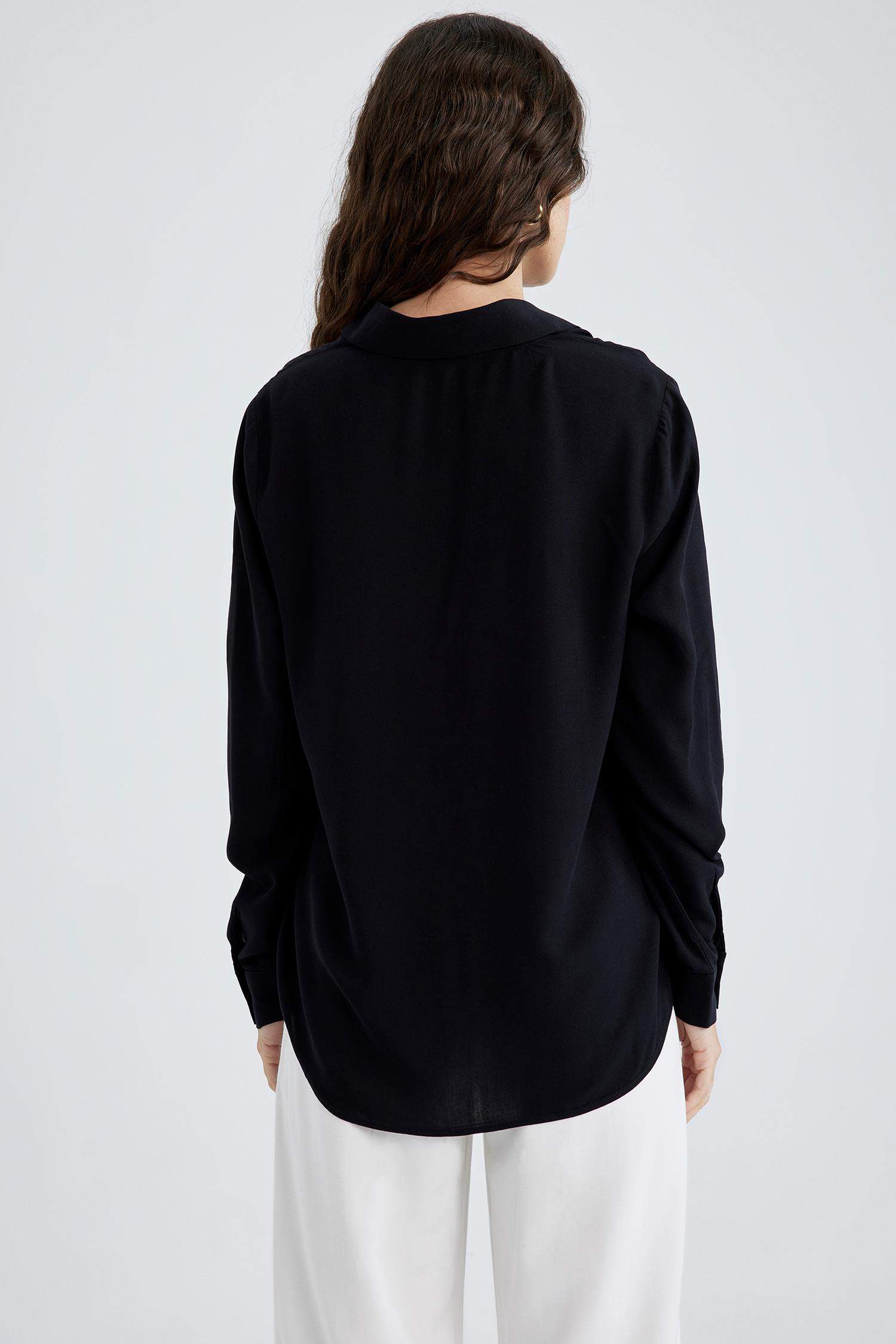 قميص بقصة عادية طويل الأكمام