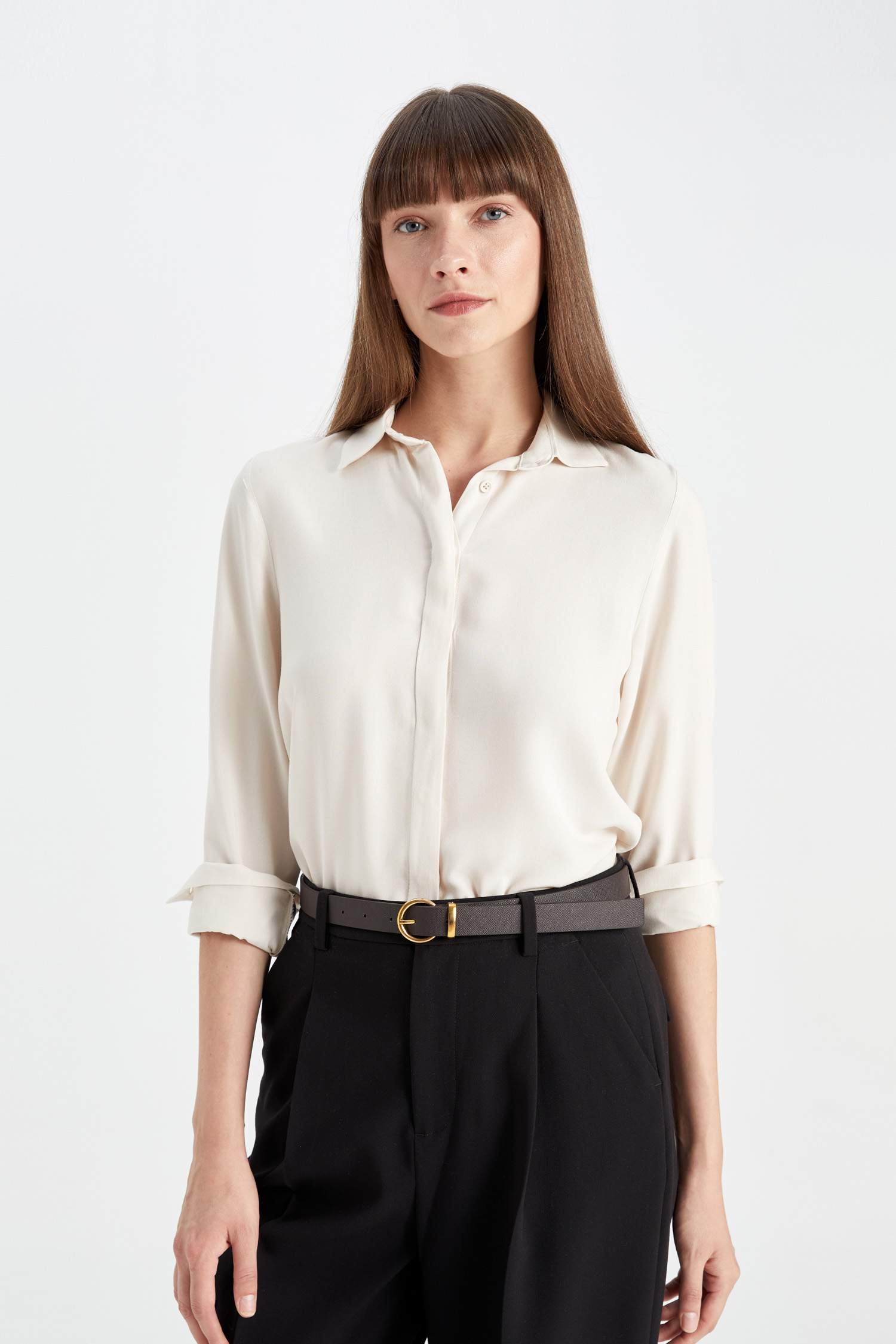 Regular Fit Basic Düz Uzun Kollu Gömlek