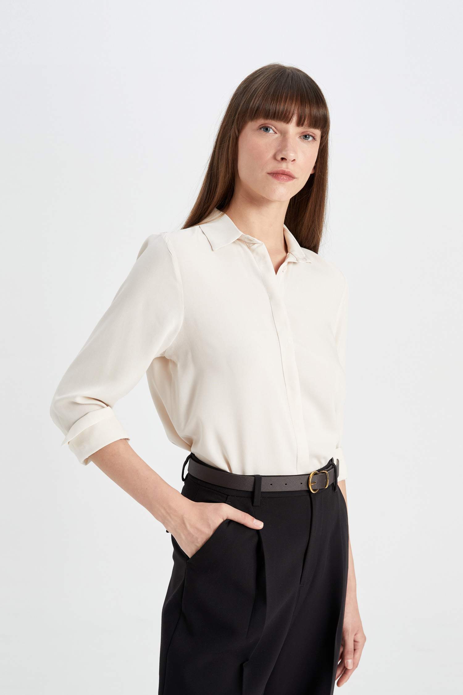 Regular Fit Basic Düz Uzun Kollu Gömlek