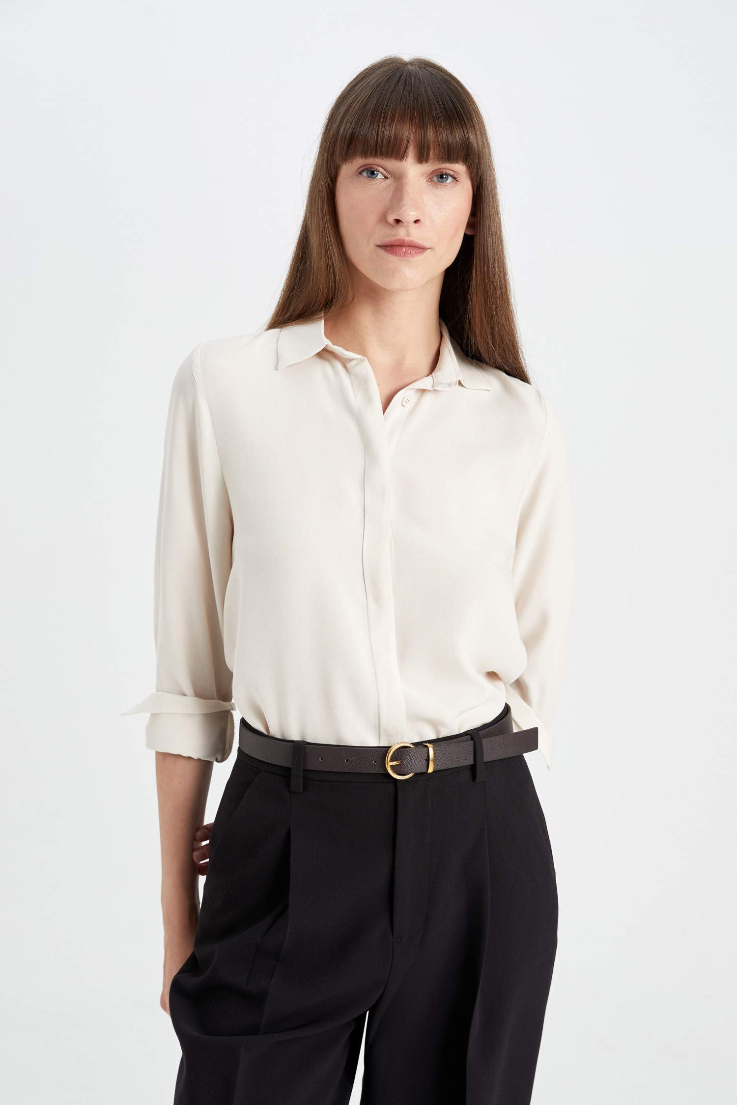 Regular Fit Basic Düz Uzun Kollu Gömlek