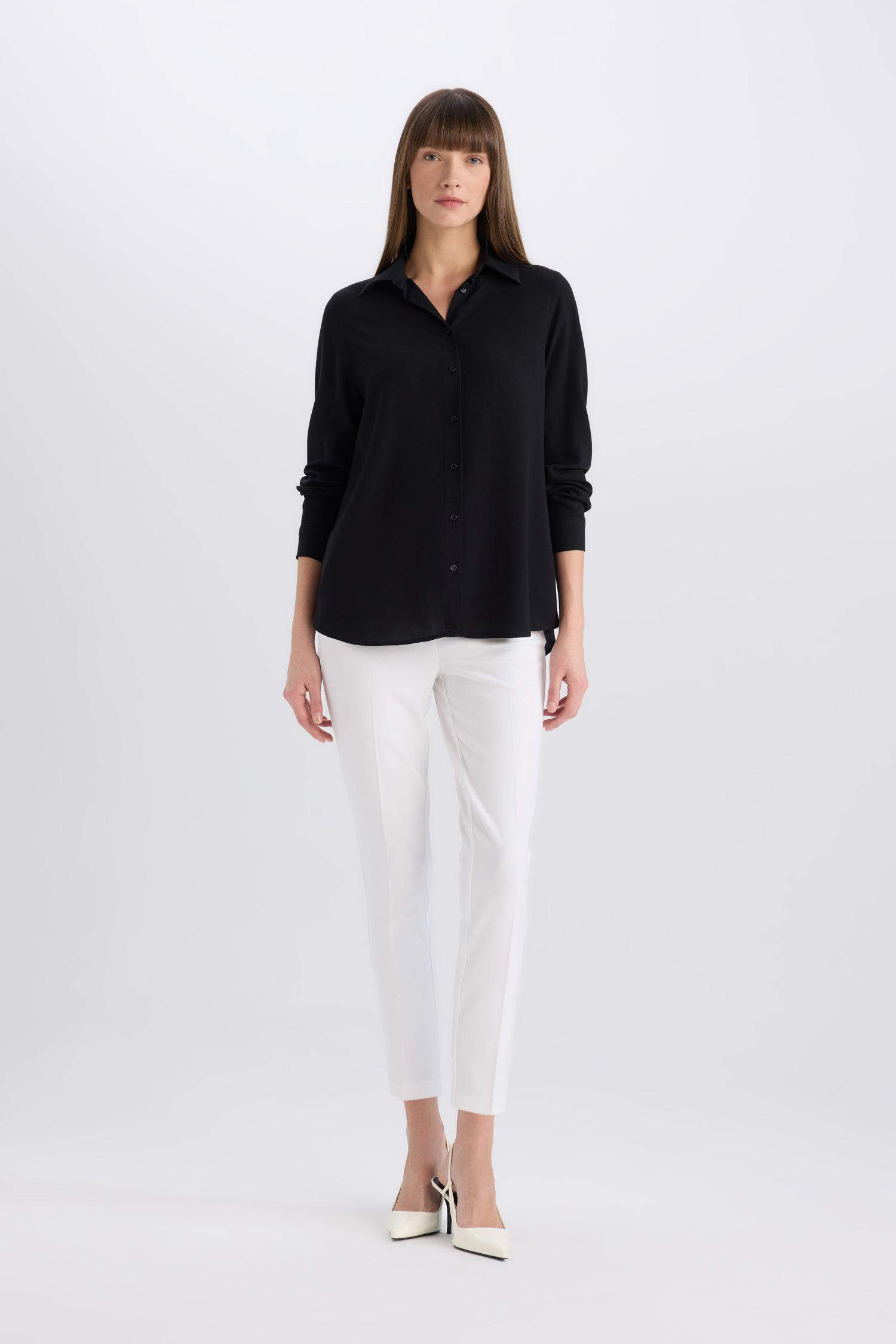 Regular Fit Basic Düz Uzun Kollu Gömlek