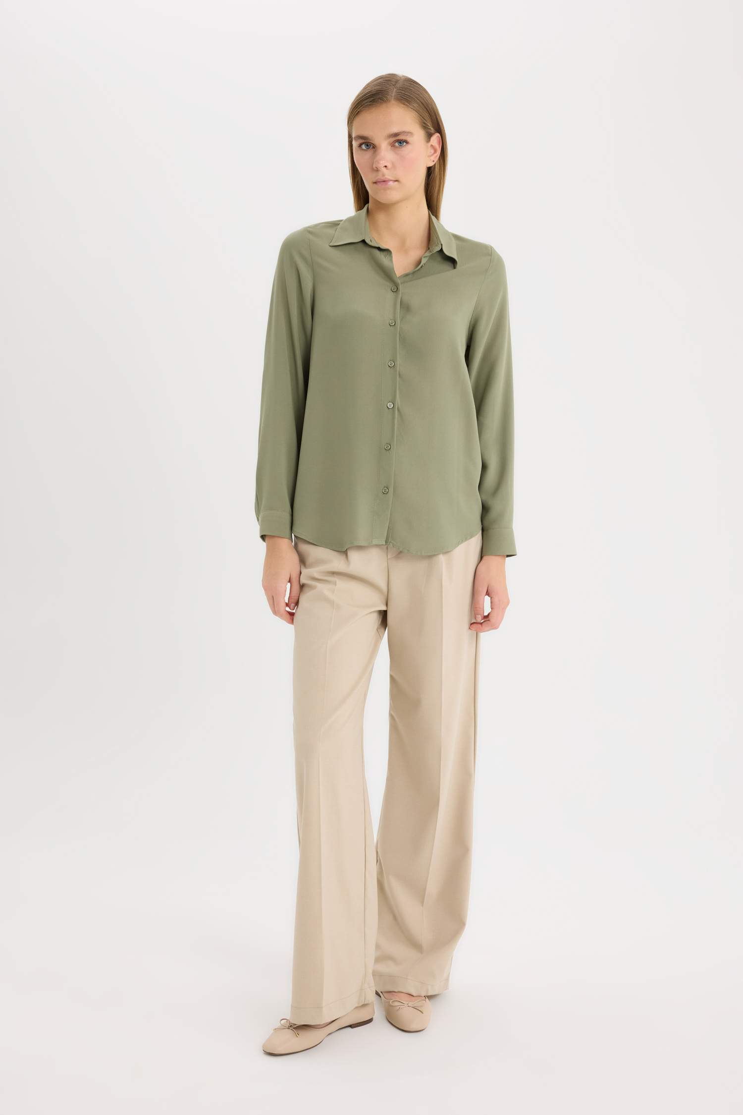 Regular Fit Basic Düz Uzun Kollu Gömlek