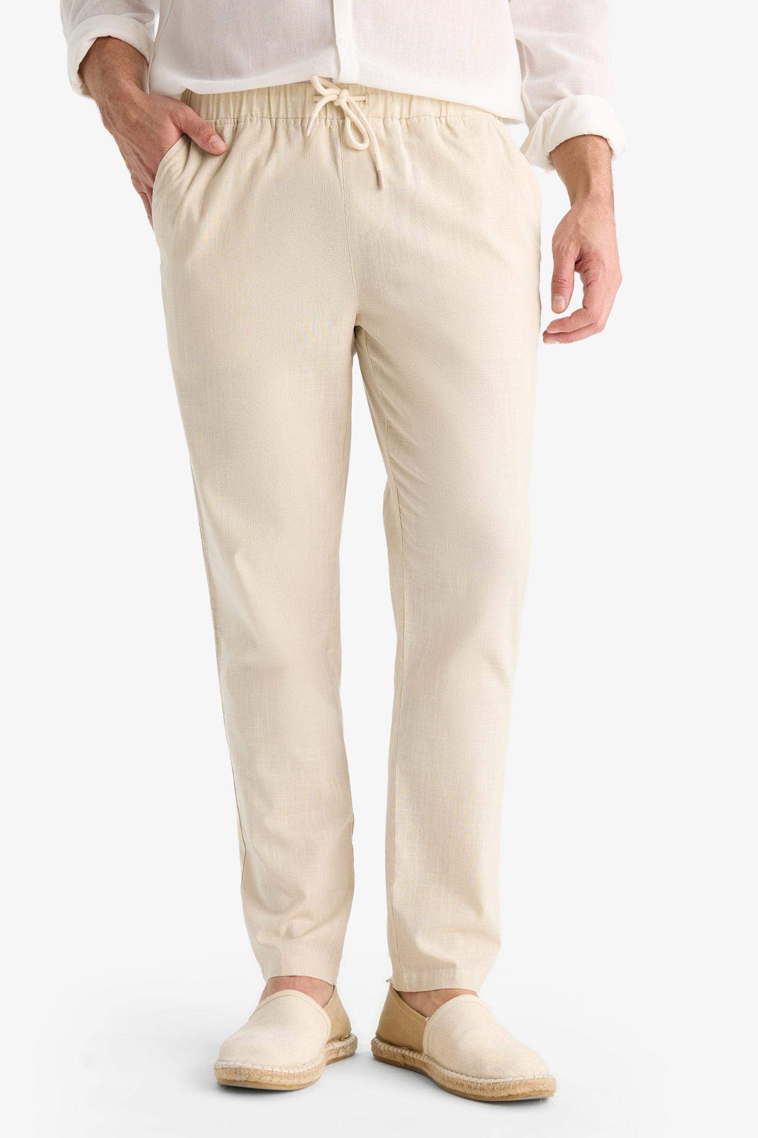 %100 Pamuk Jogger Fit Beli Bağcıklı Lastikli Dar Paça Cepli Pantolon