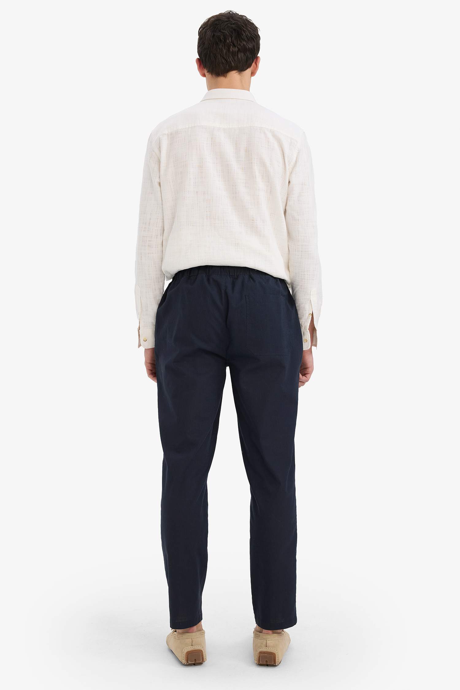 %100 Pamuk Jogger Fit Beli Bağcıklı Lastikli Dar Paça Cepli Pantolon