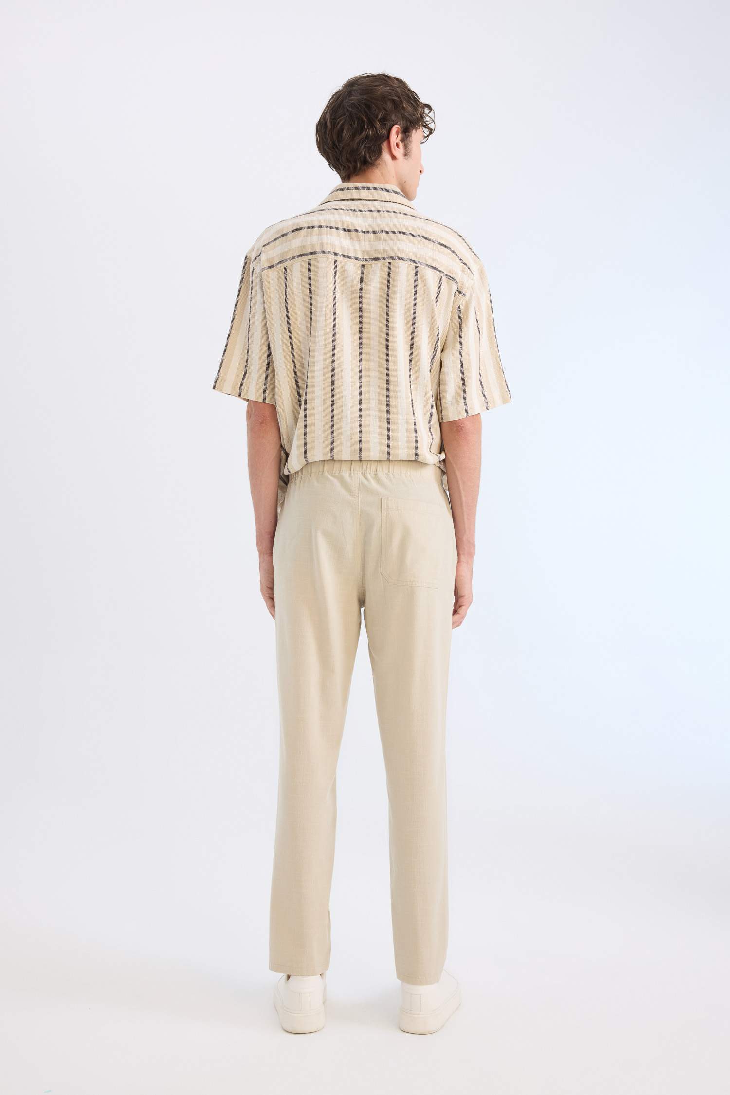 Pantalon en coton slim avec taille élastique