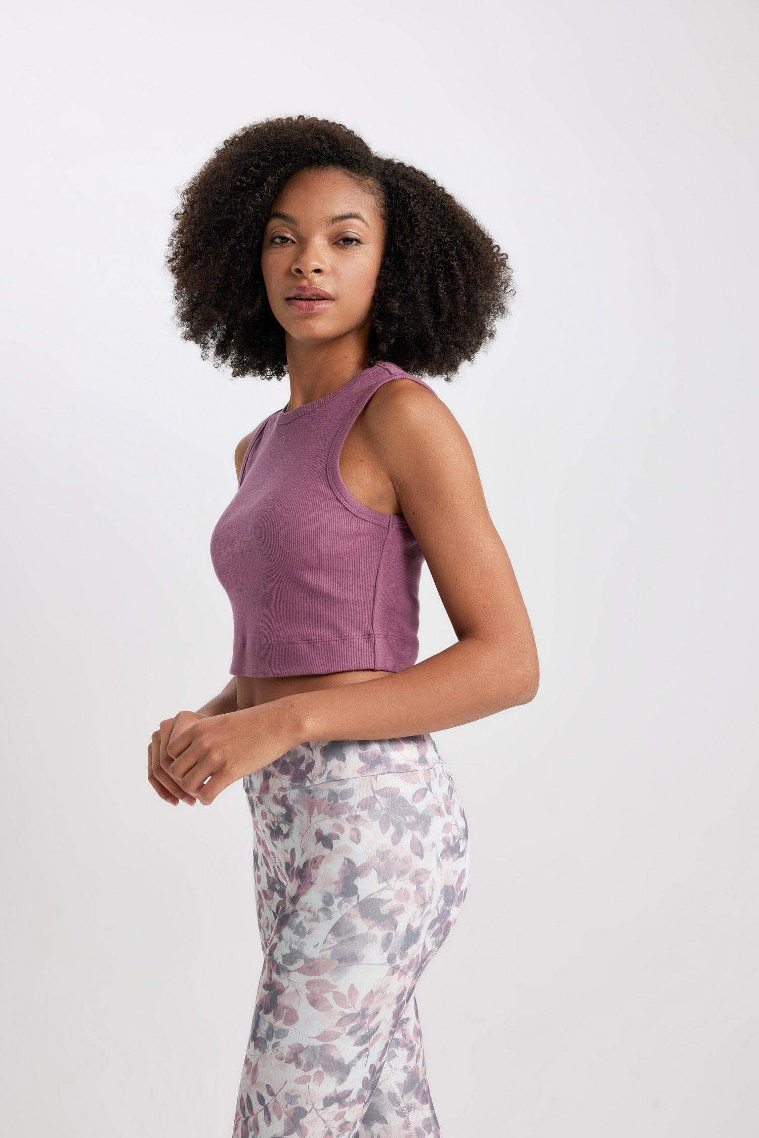 Débardeur de sport Slim Côtelé à col montant