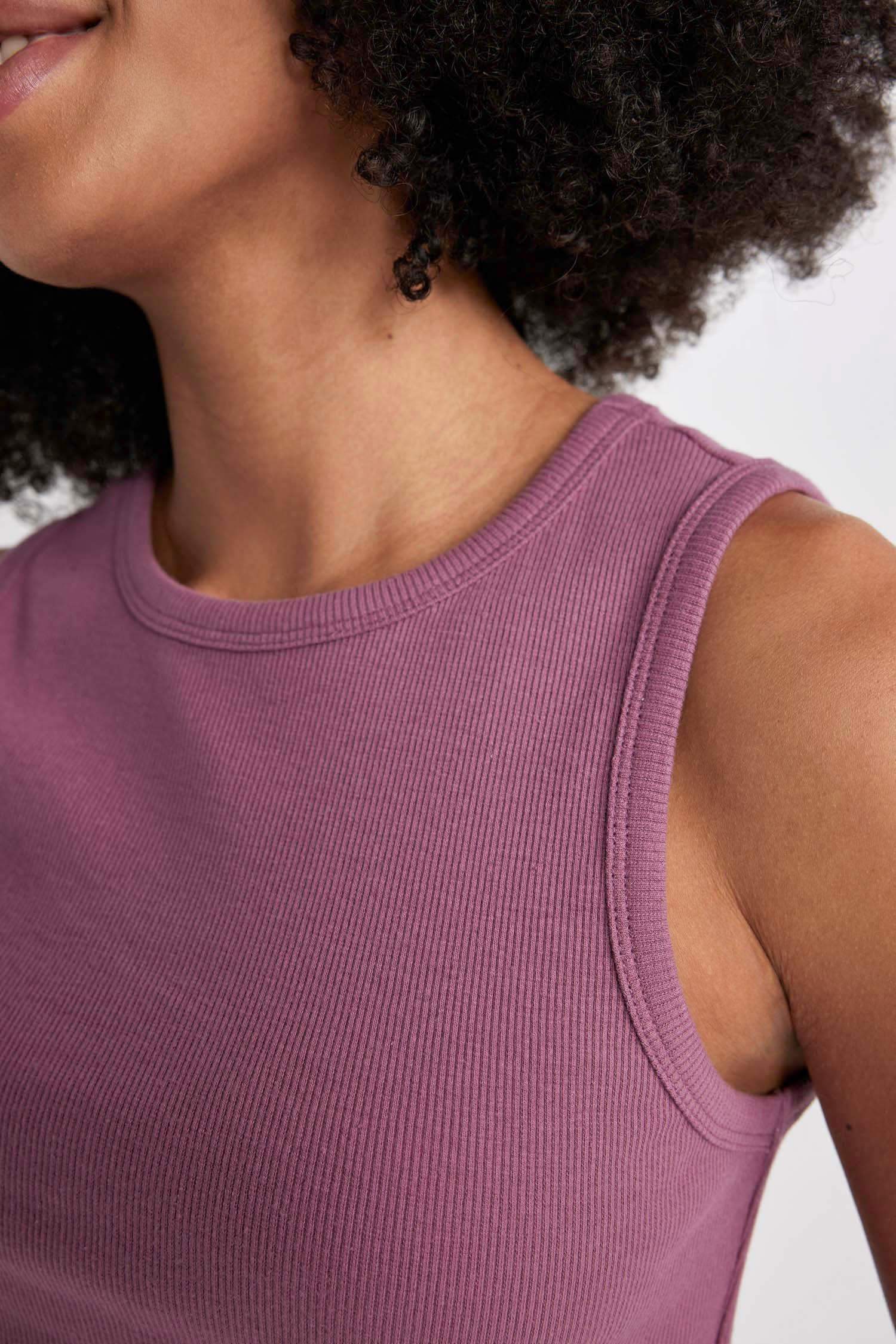 Débardeur de sport Slim Côtelé à col montant