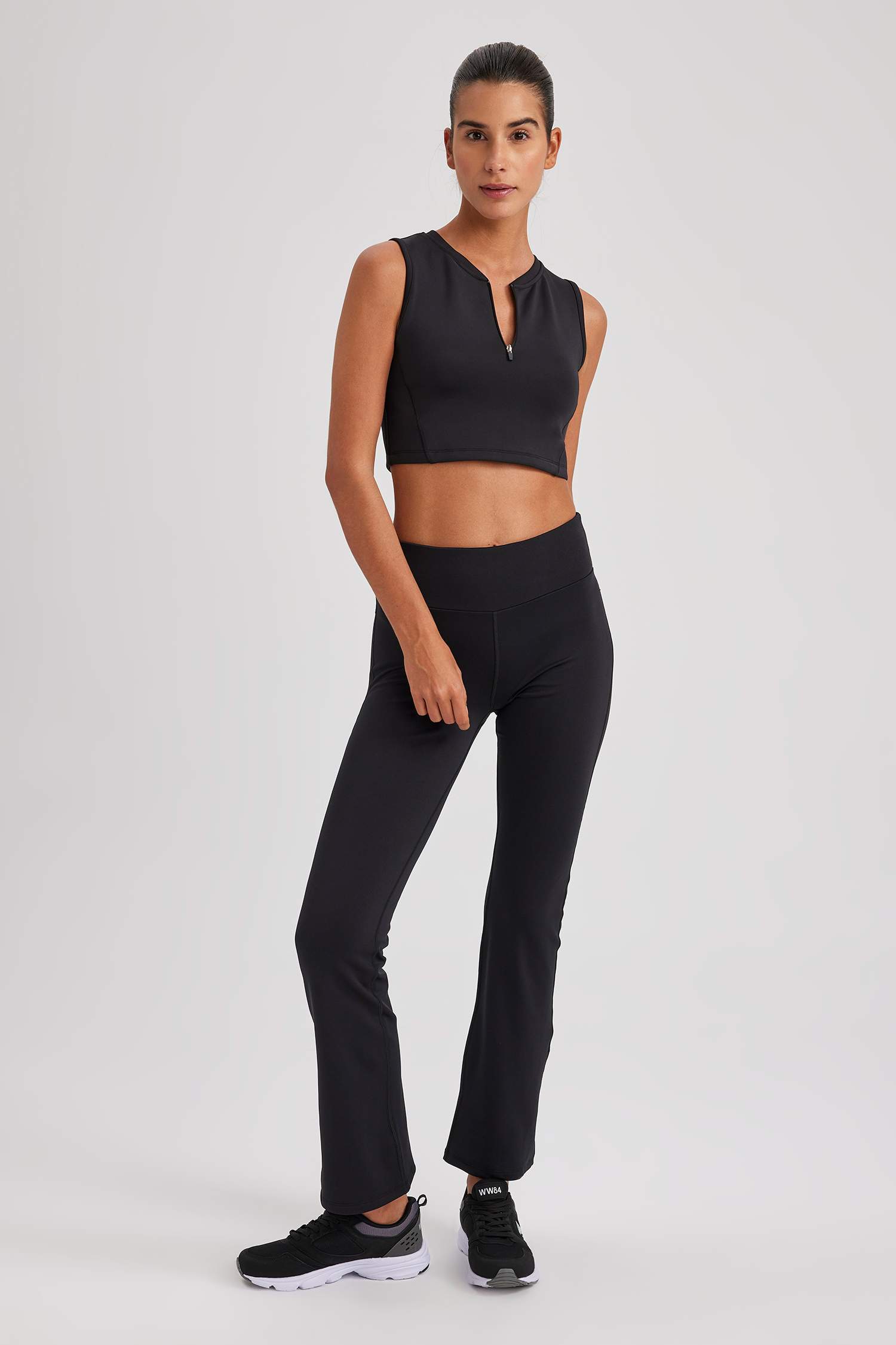 Defacto Fit Crop Top Col Halter Sans Manches Sports Bralet Athlète