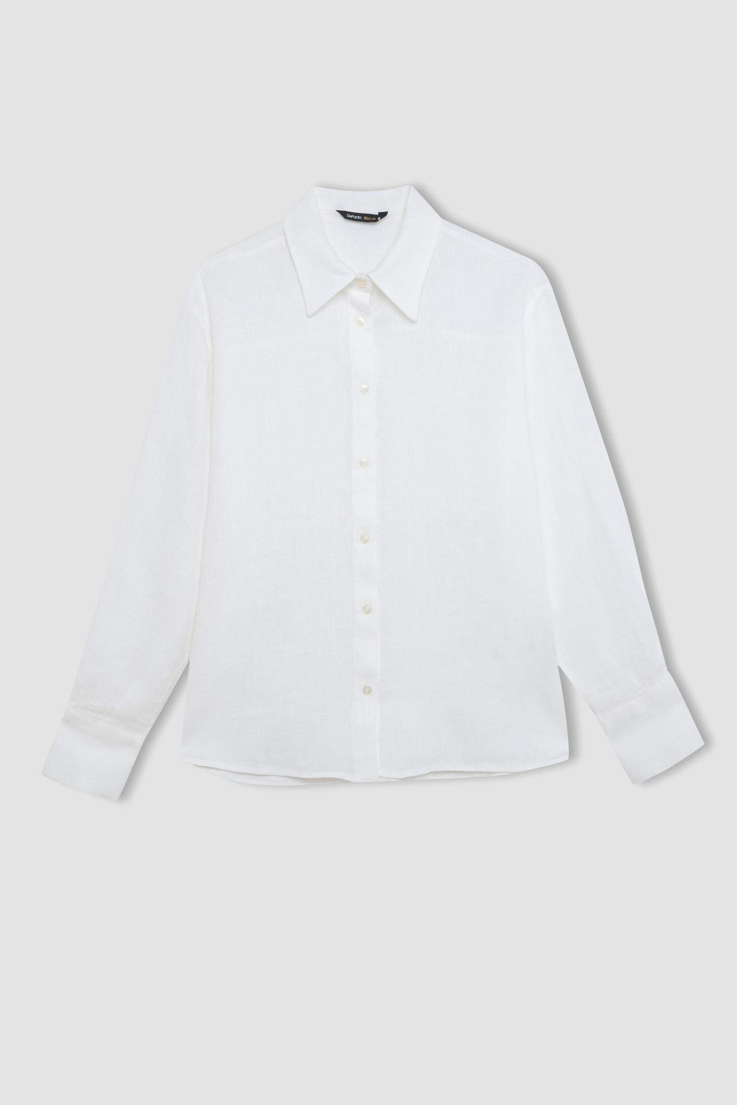 Oversize Fit Shirt Collar linen Long Sleeve Shirt