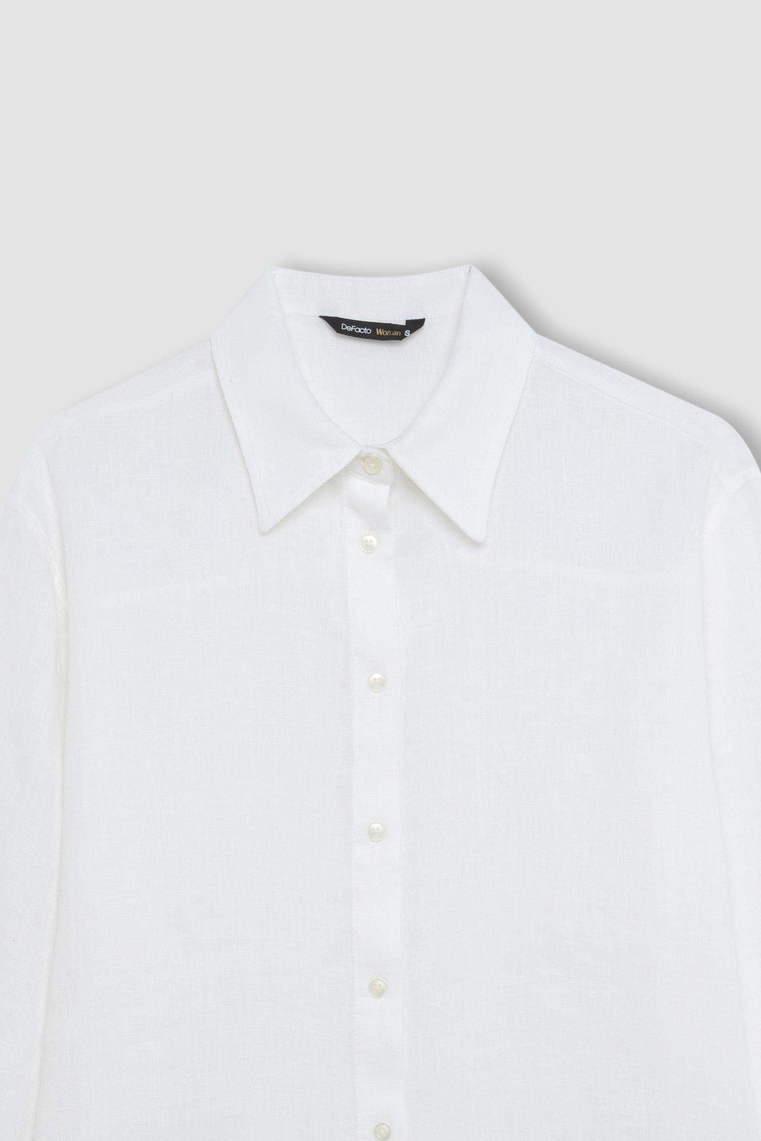 Oversize Fit Shirt Collar linen Long Sleeve Shirt