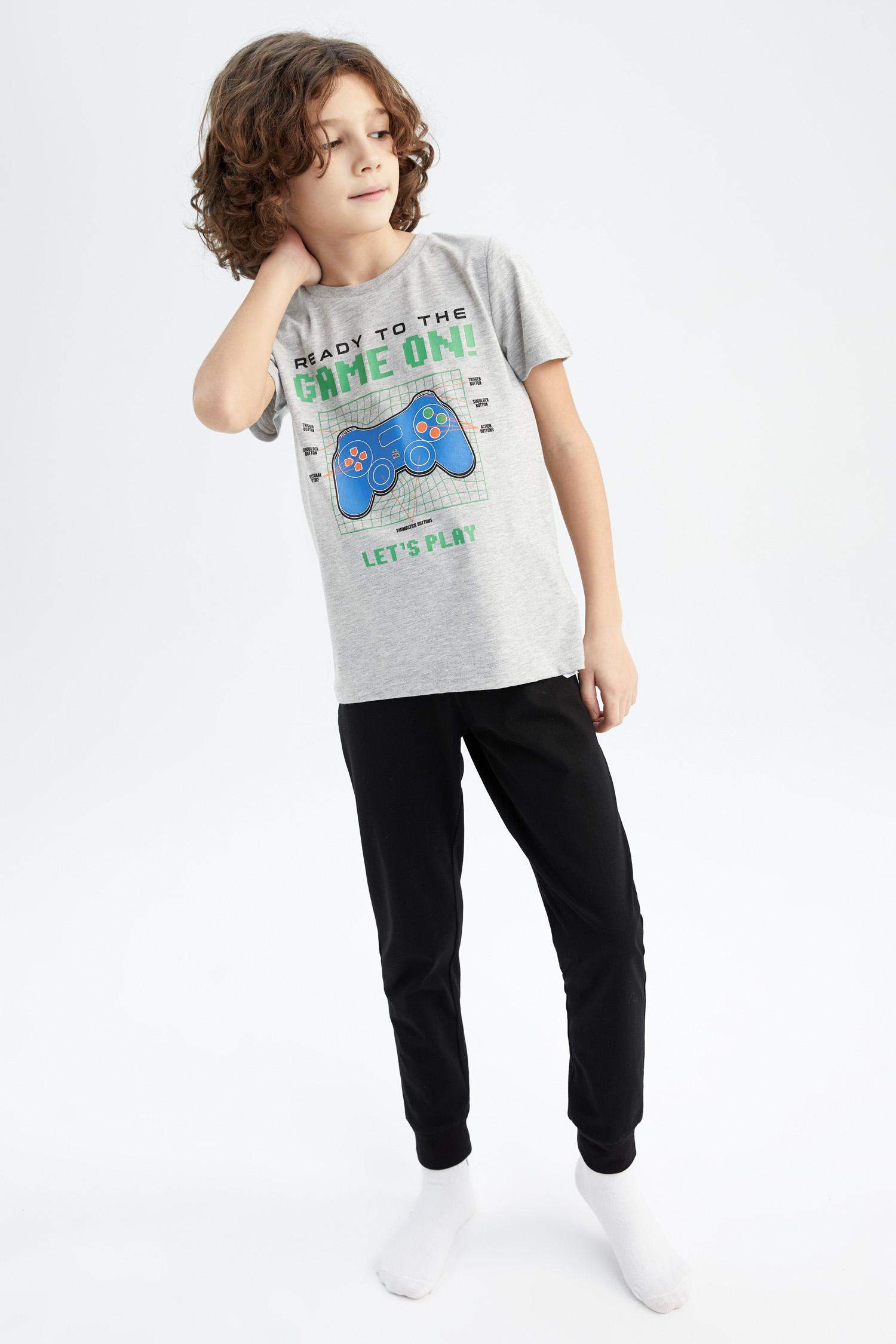Boys Printed Short Sleeve Pajamas Set