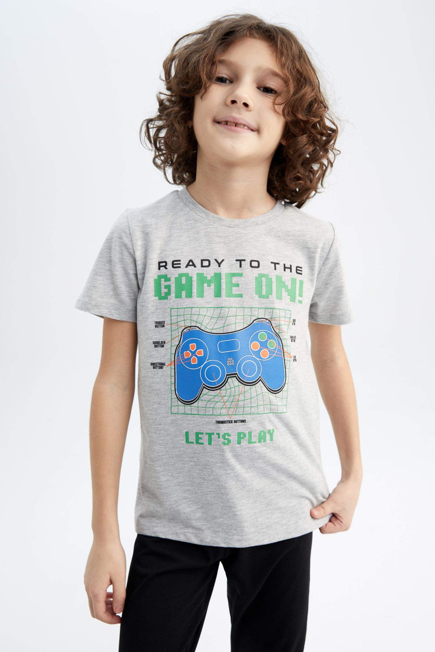 Boys Printed Short Sleeve Pajamas Set