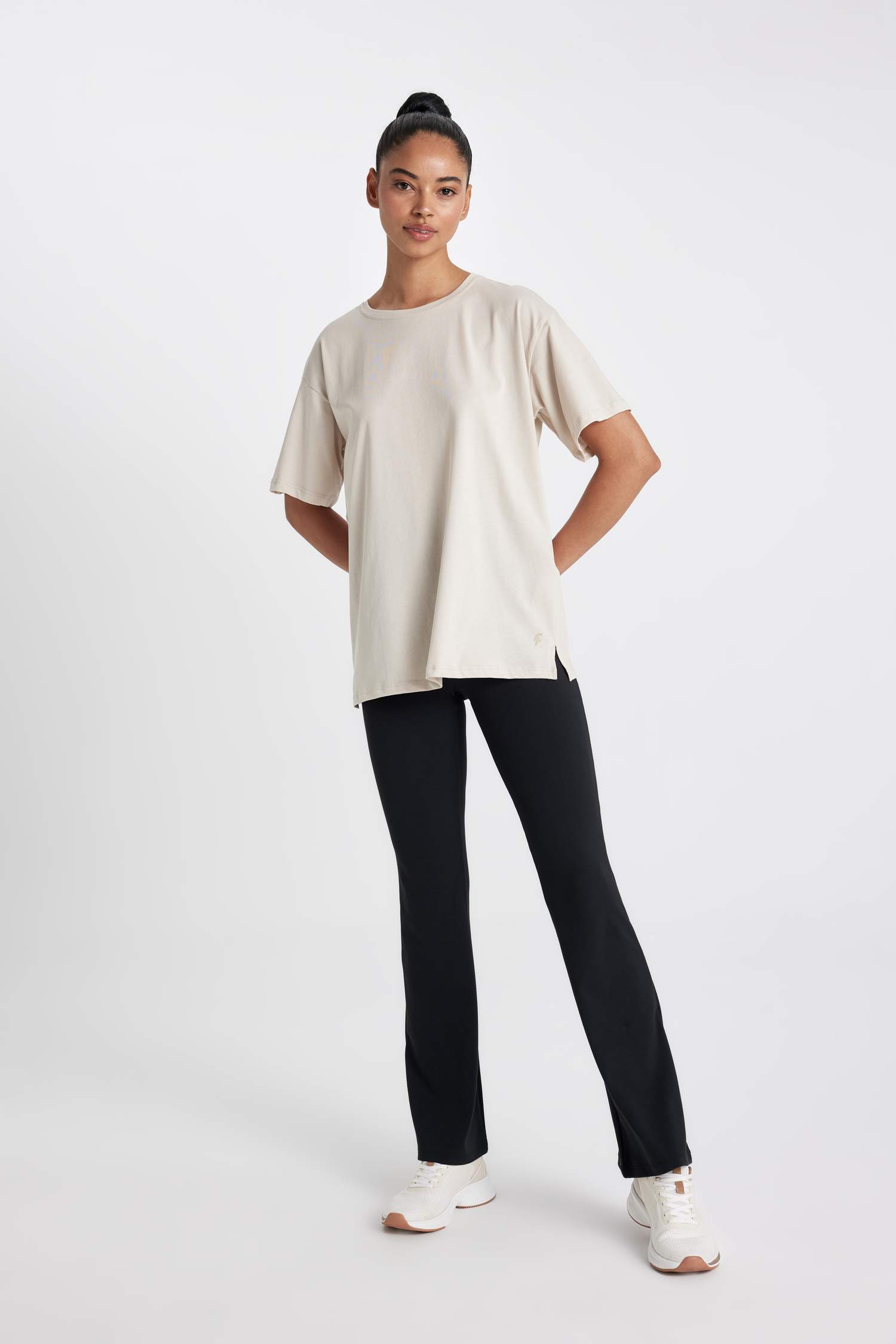 DeFactoFit Oversize Crew Neck Printed Sports T-Shirt