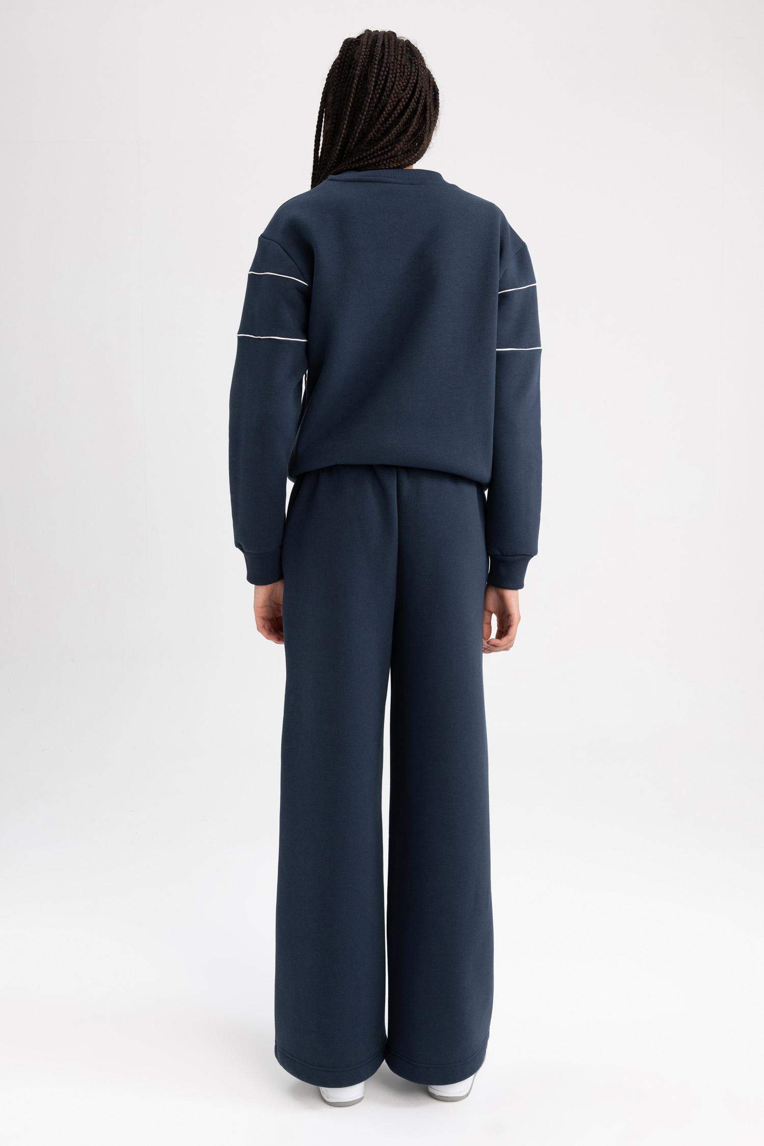 بنطلون بجامة رياضي بقصة عادية وايد ليج