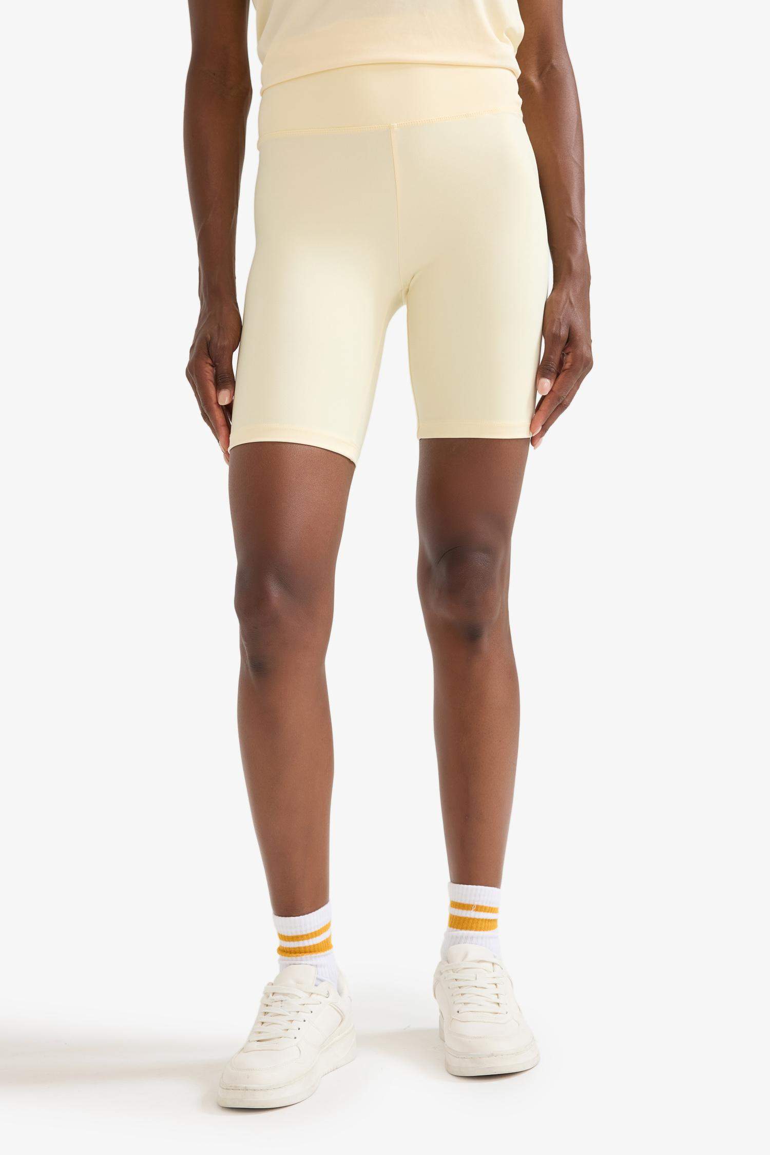 DeFactoFit Yüksek Bel Biker Esnek Kısa Basic Düz Sporcu Tayt