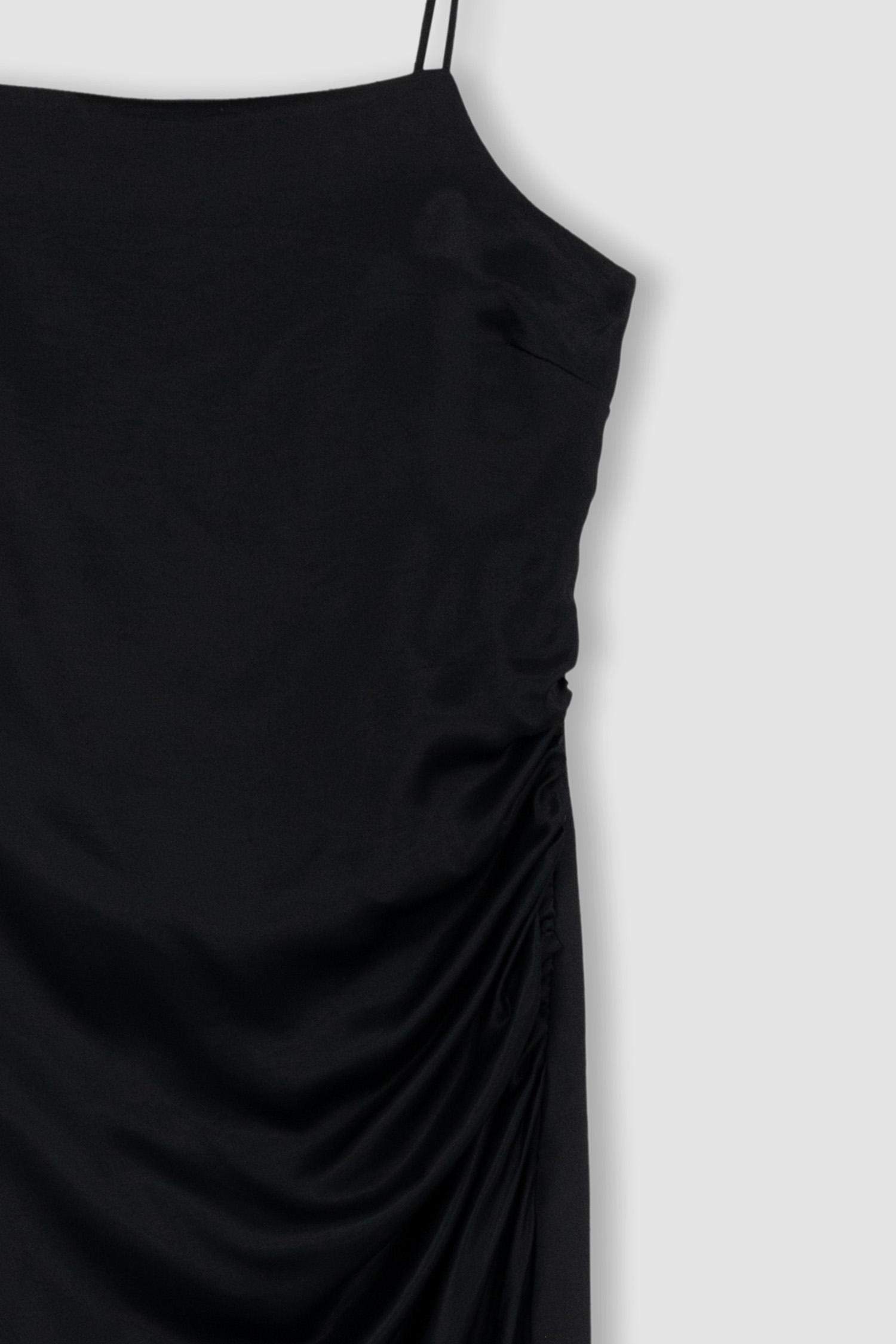 Платье мини на бретельках из сатина