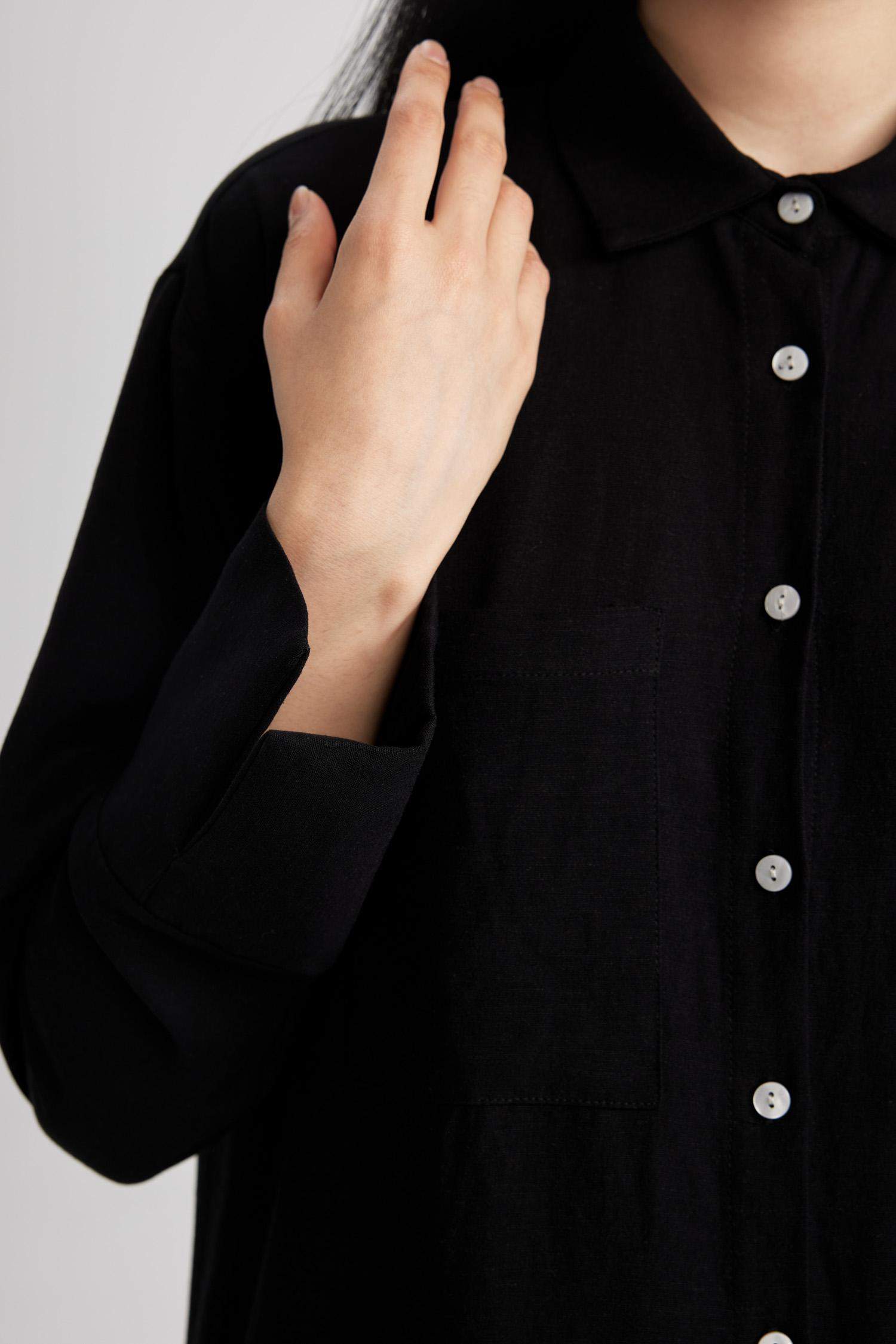 Regular Fit Linen Blend Long Sleeve Tunic