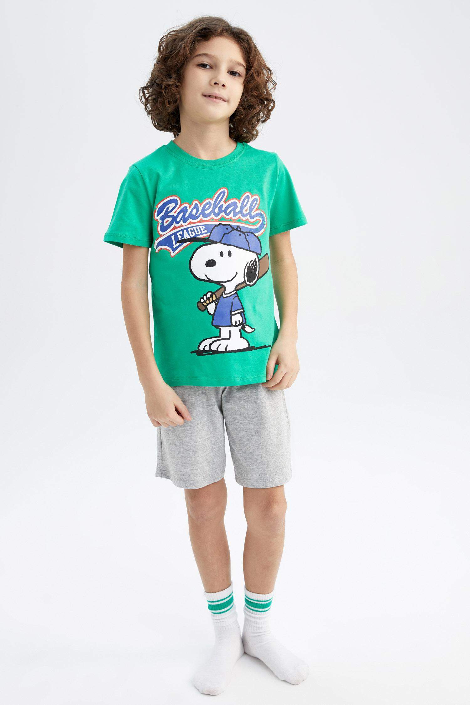 Snoopy children's clothing boys' suits summer pure cotton short-sleeved  T-shirts big children's half-sleeved tops children's summer sportswear