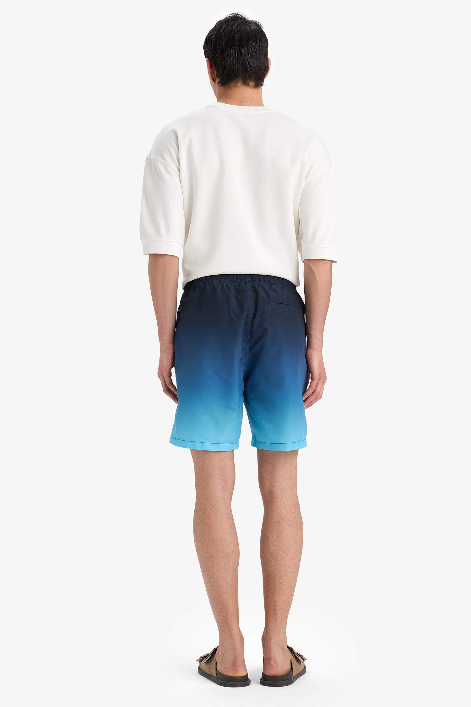 Regular Fit Gradient Printed Mesh Lined Swim Shorts