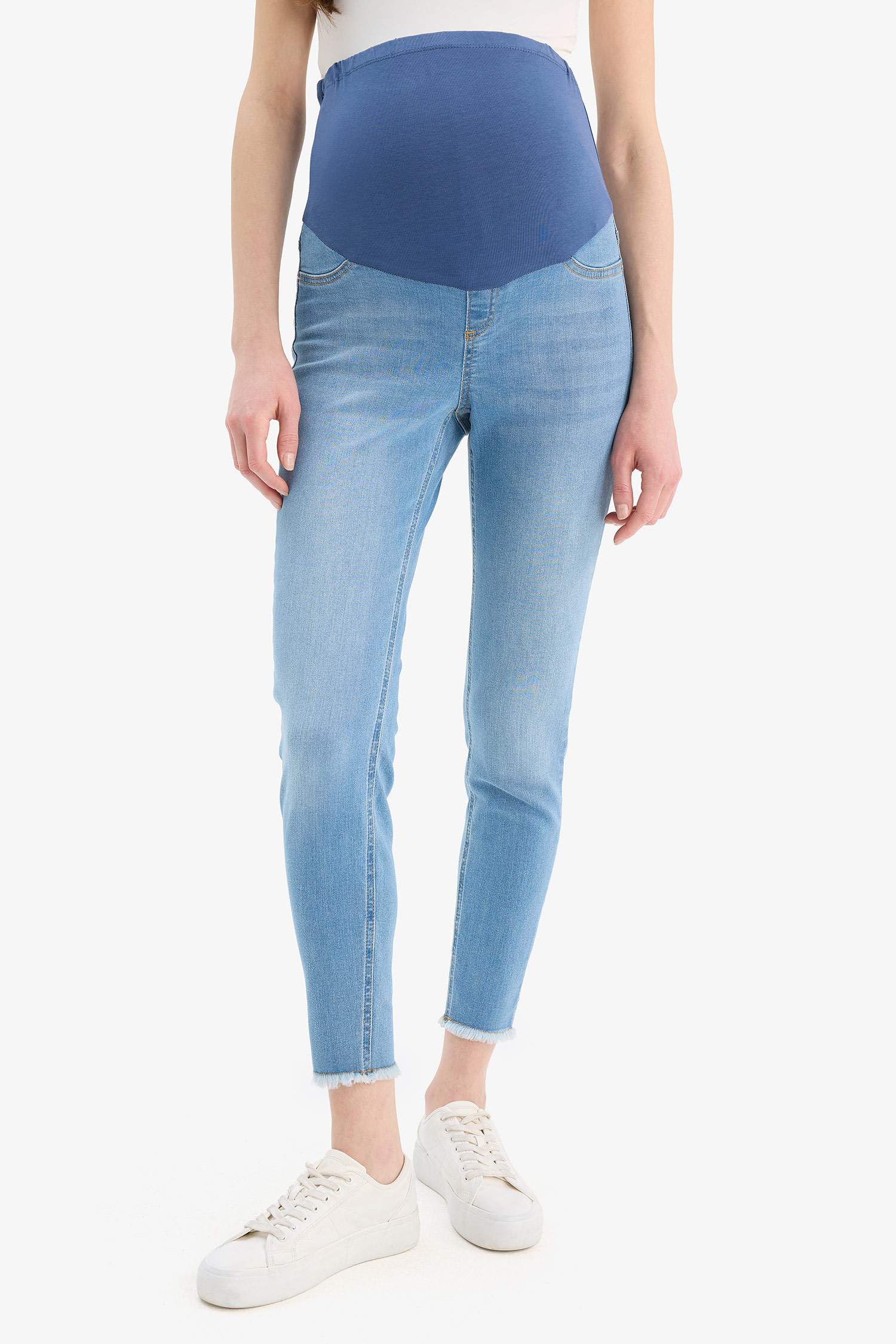 بنطلون حمل جينز سكيني فيت بخصر عالي