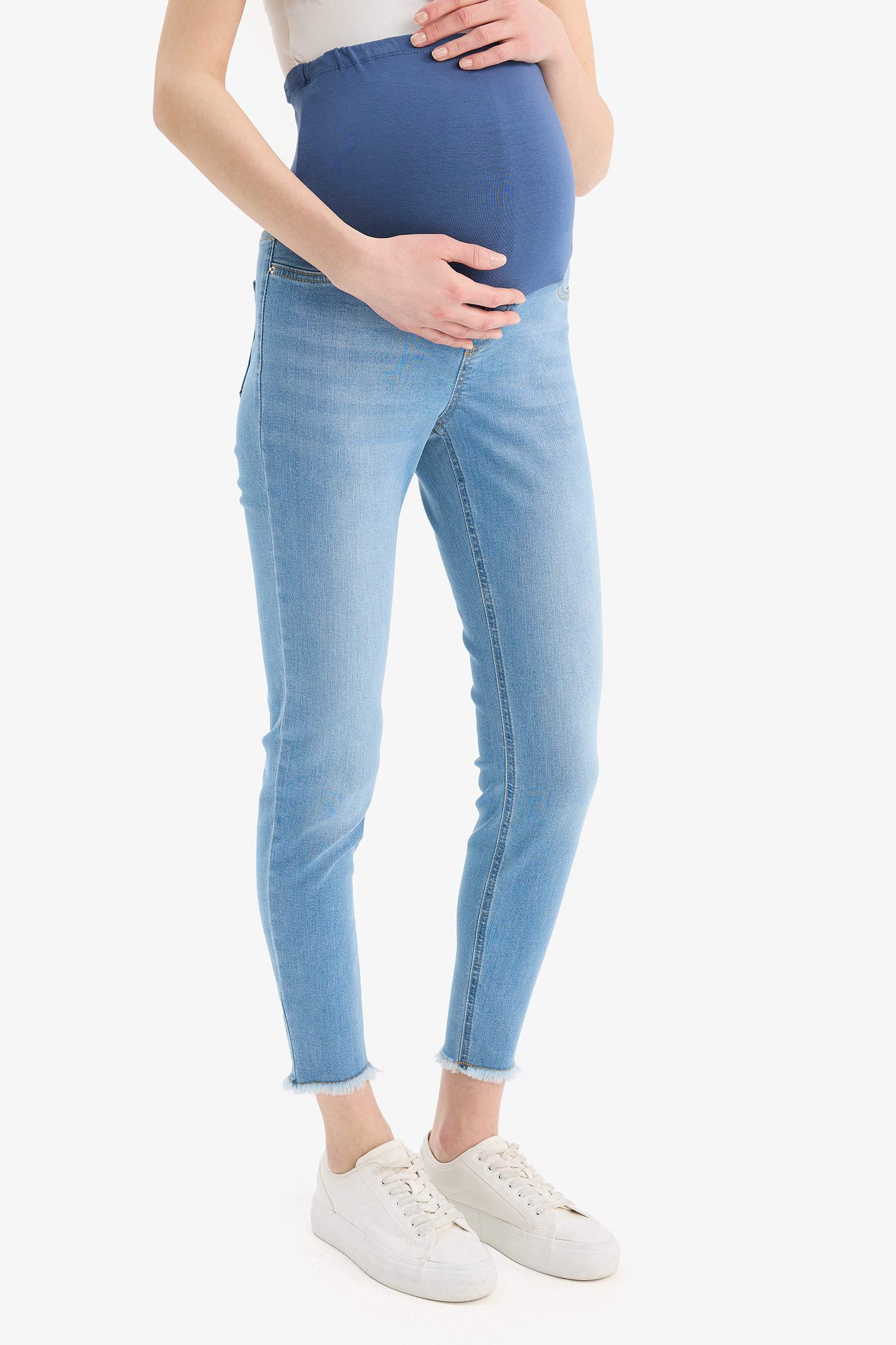 بنطلون حمل جينز سكيني فيت بخصر عالي
