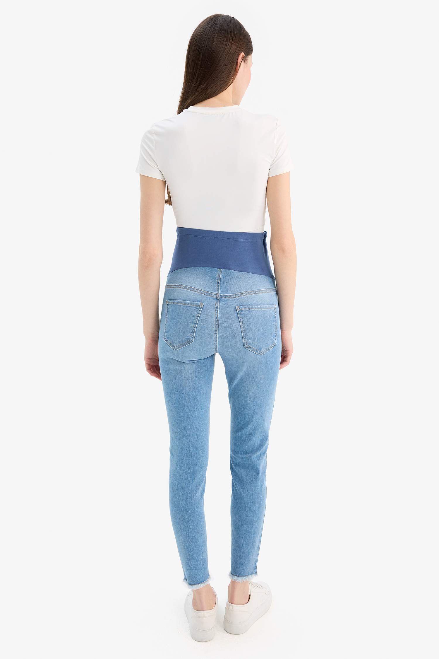 بنطلون حمل جينز سكيني فيت بخصر عالي