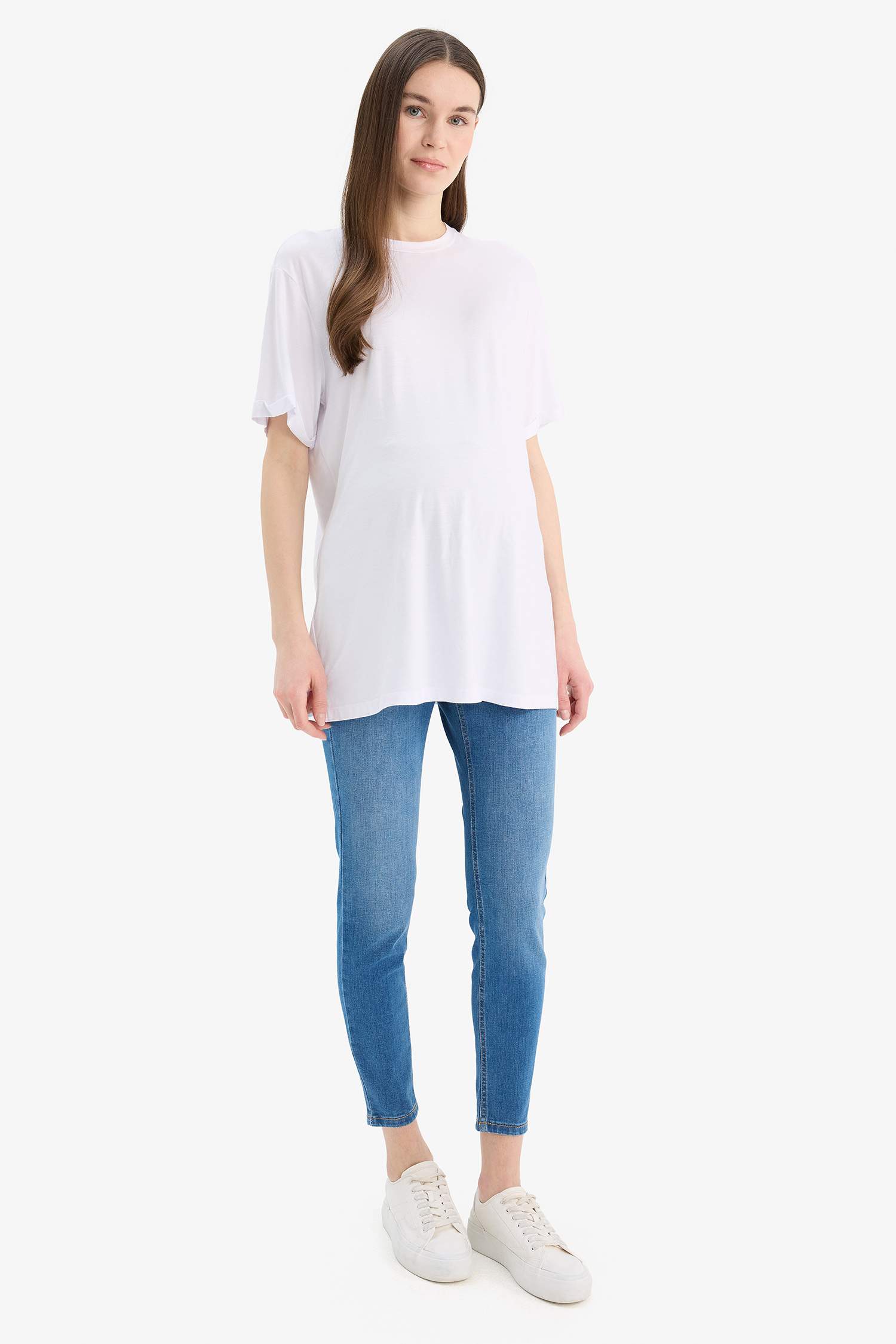 Skinny Fit High Waist Straight Leg Standard Maternity Trousers