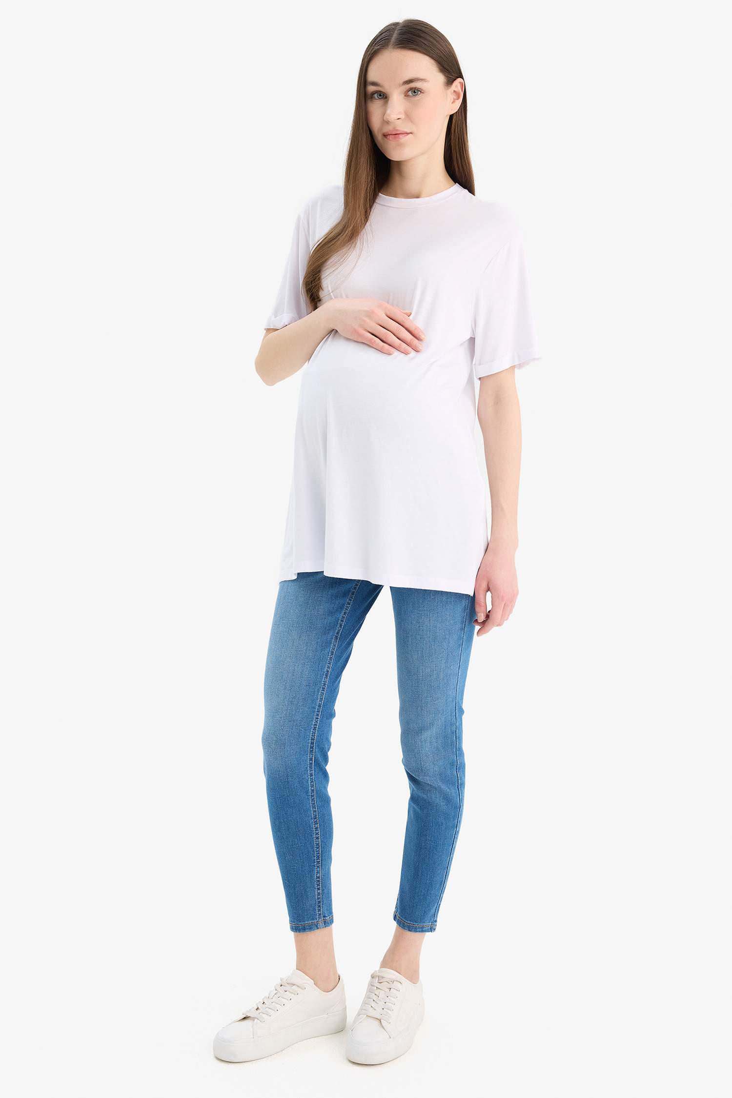 Skinny Fit High Waist Straight Leg Standard Maternity Trousers