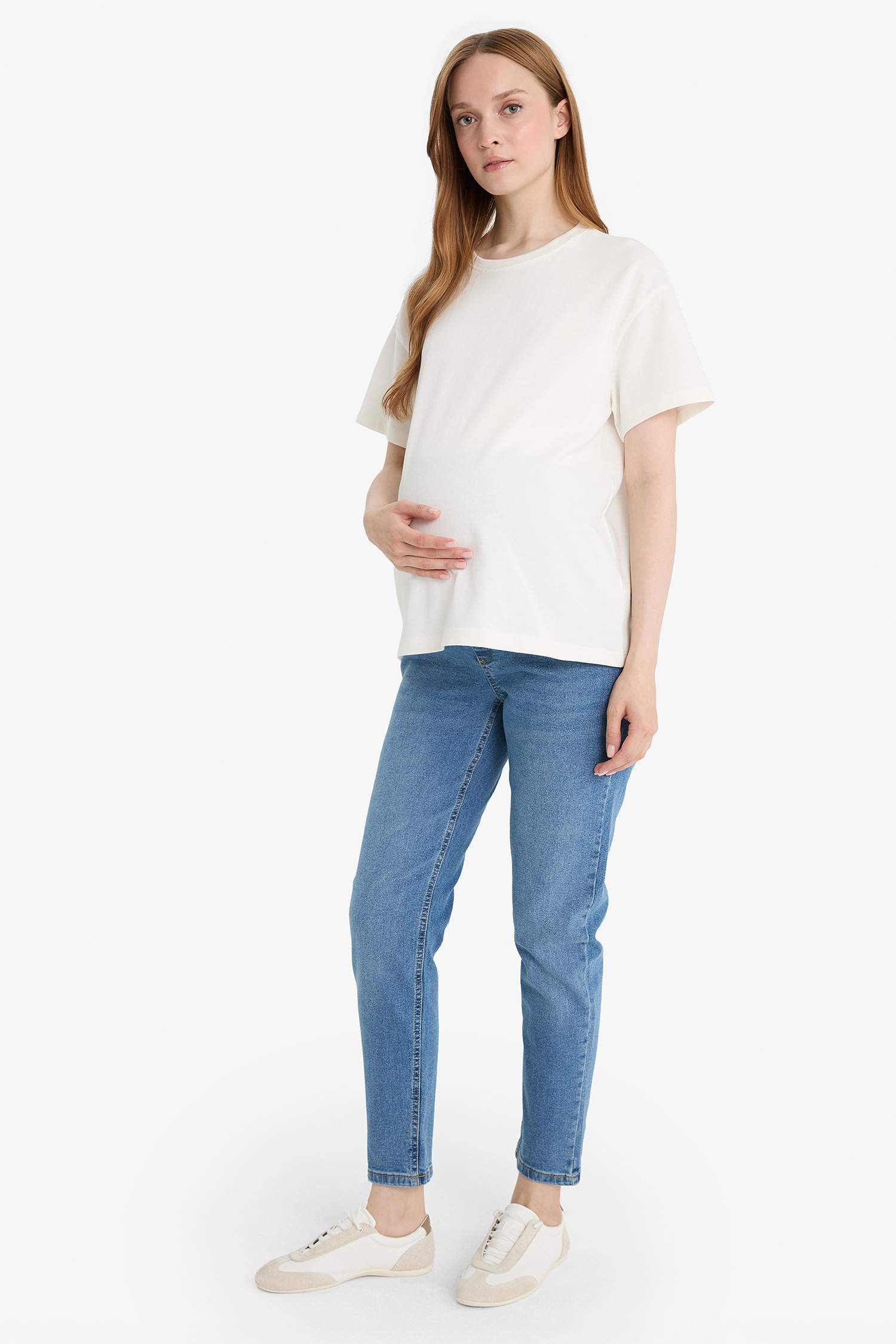 بنطلون حمل جينز بوي فريند وخصر عالي